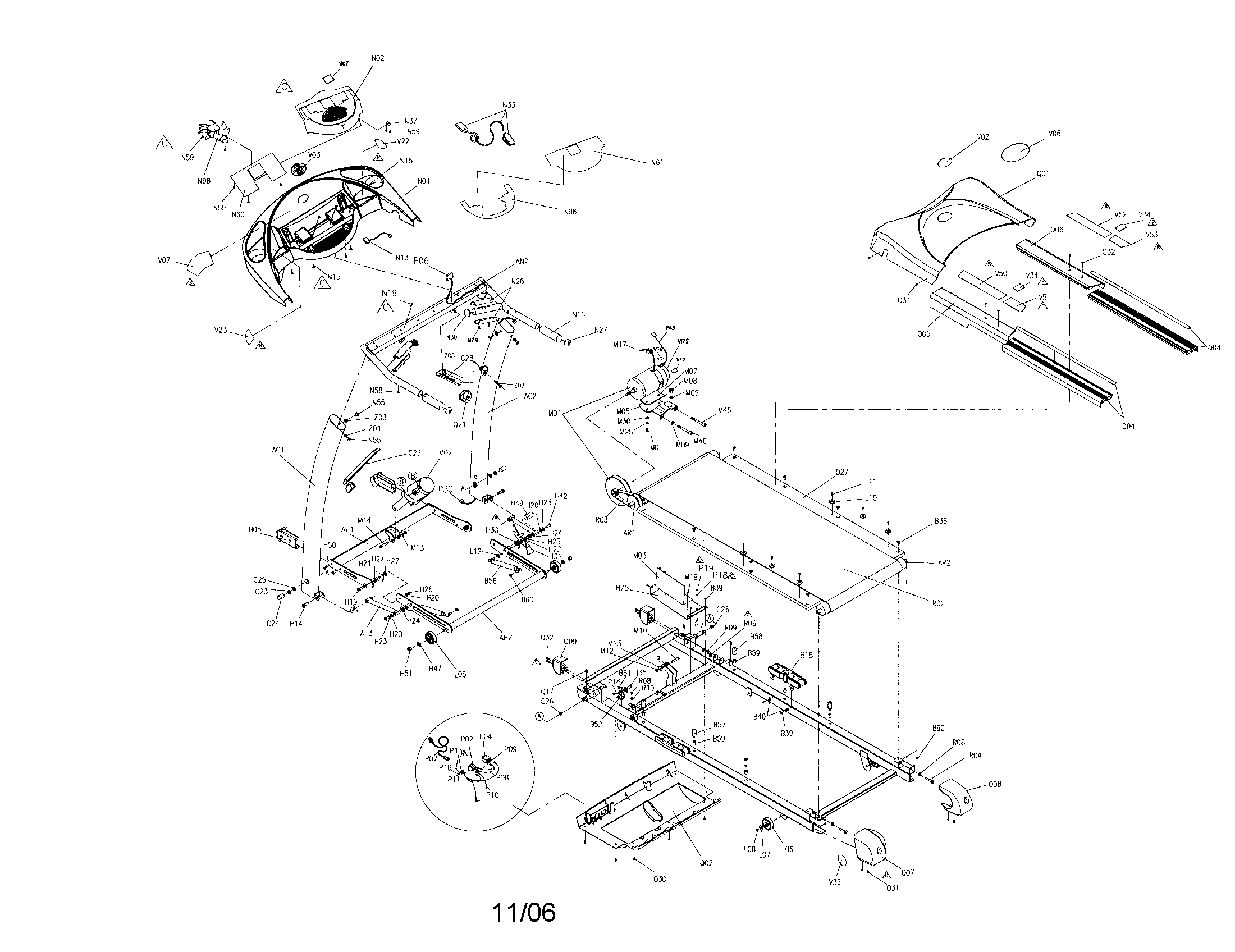 Horizon T63 treadmill diagram