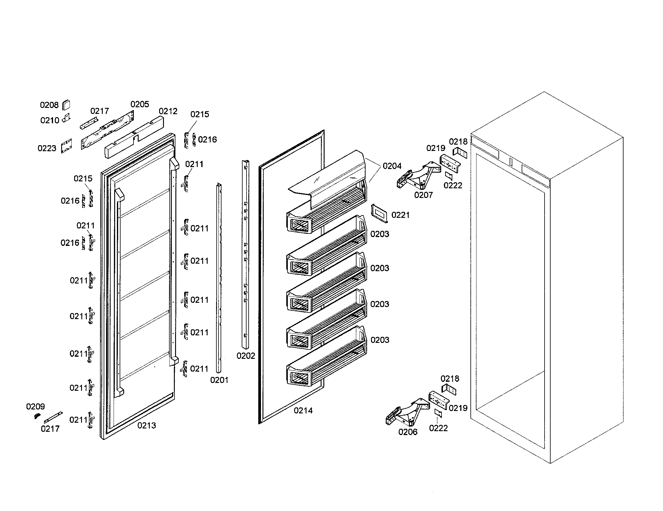 Thermador T30IF70FSS-01 freezer door diagram