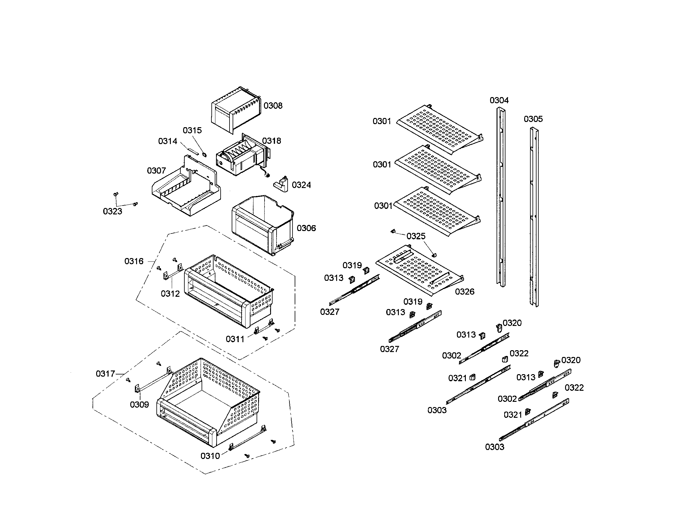 Thermador T30IF70FSS-01 ice maker diagram