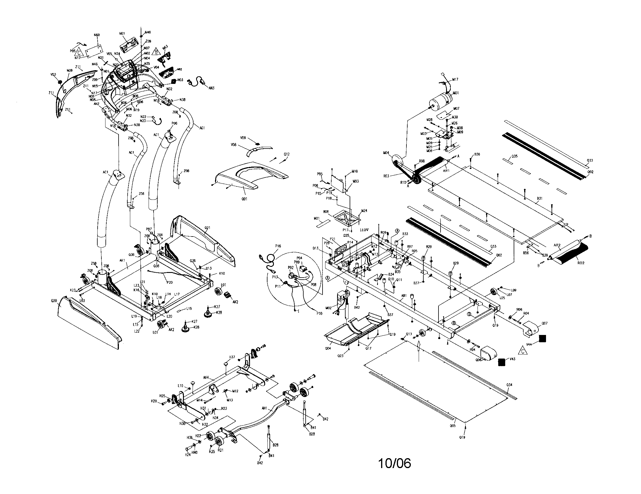 Horizon 5.3T treadmill diagram
