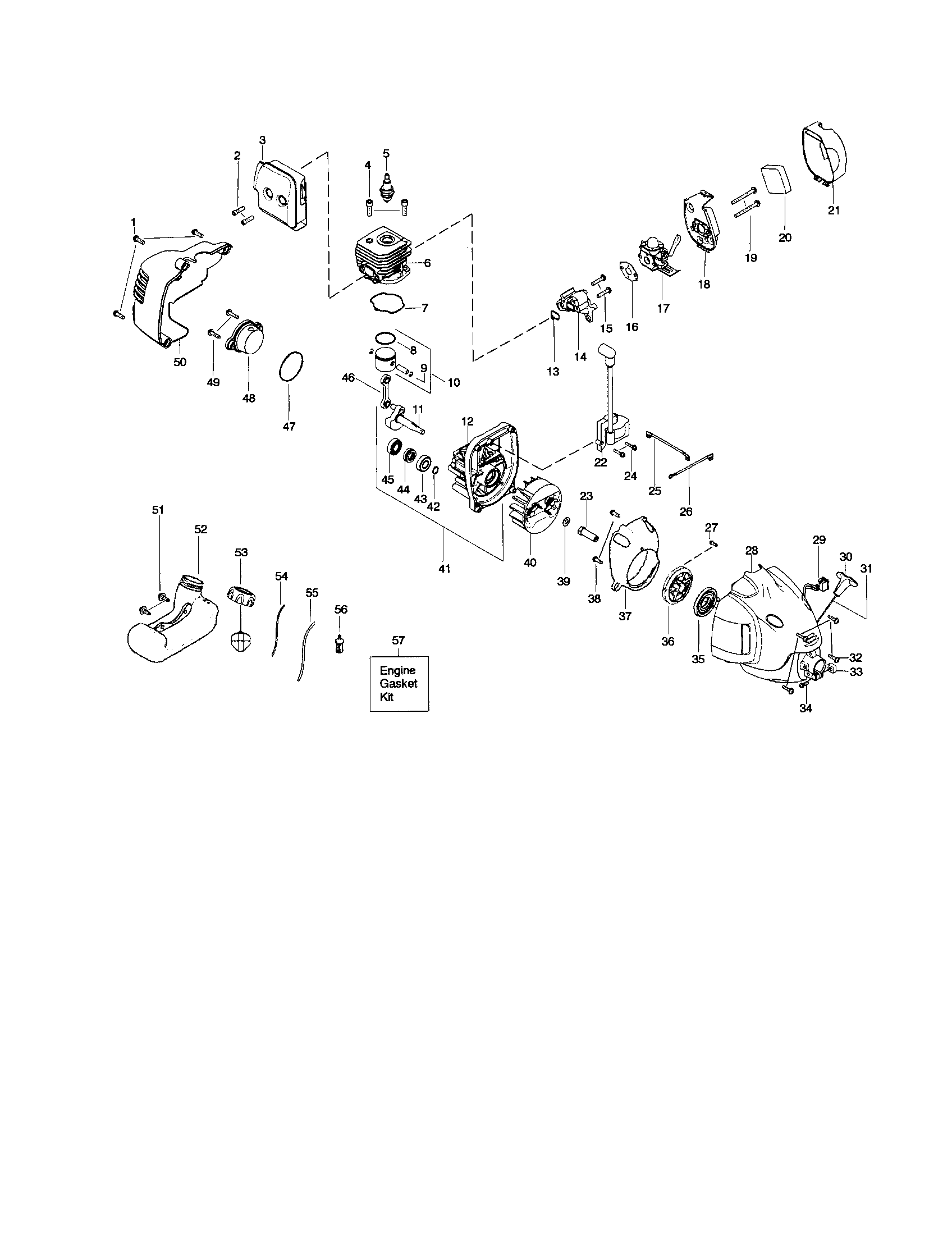 Weed Eater MX550 cylinder/crankshaft/crankcase diagram