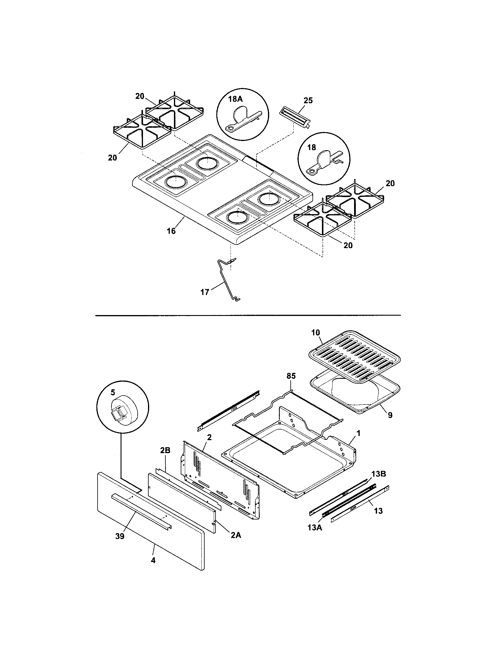Kenmore 79073054404 top/drawer diagram