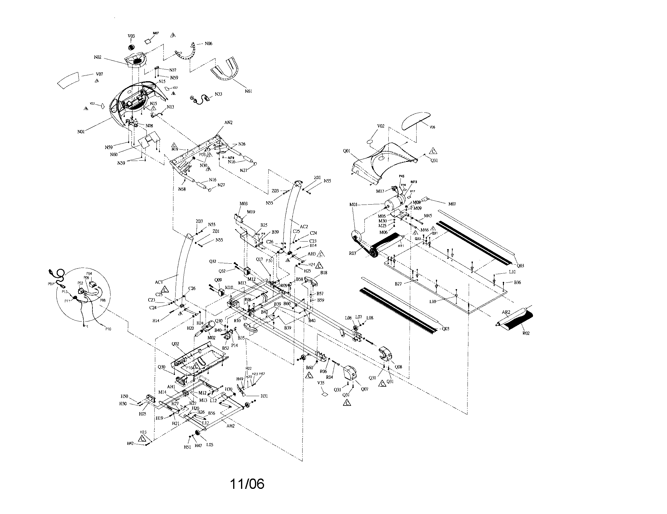 Horizon T61 treadmill diagram
