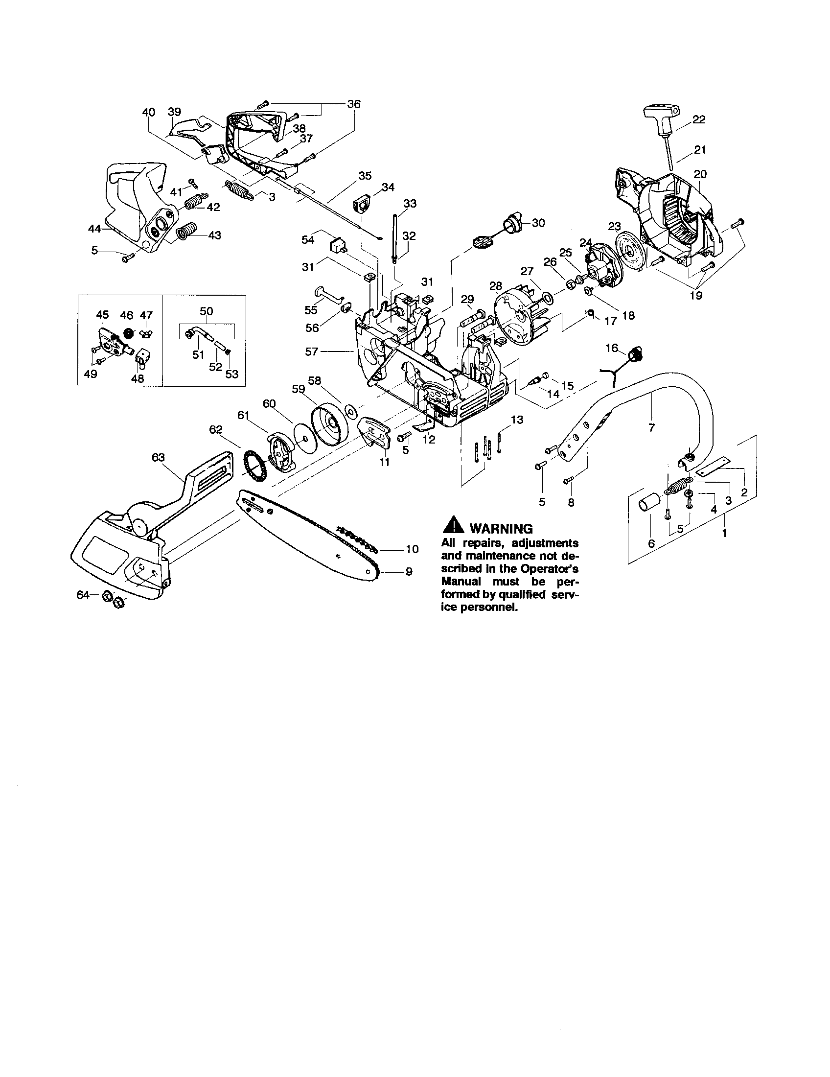 Poulan 220 TYPE 1-3 chassis/bar/handle diagram