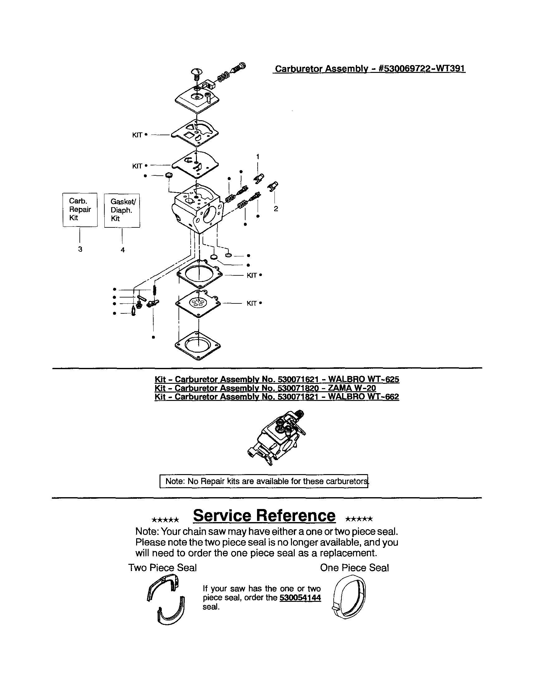 Poulan 220 TYPE 5 carburetor #530069722 - wt391 diagram