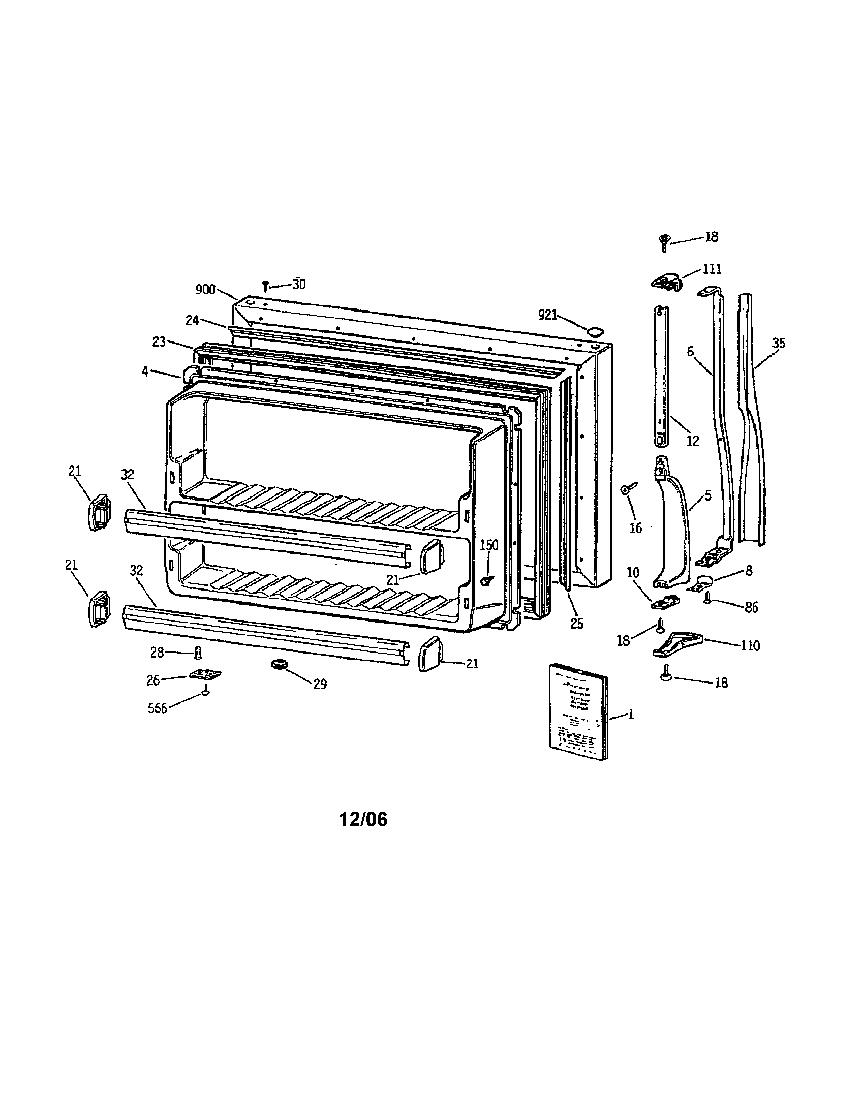 Hotpoint CTX18GIXJRWW freezer door diagram