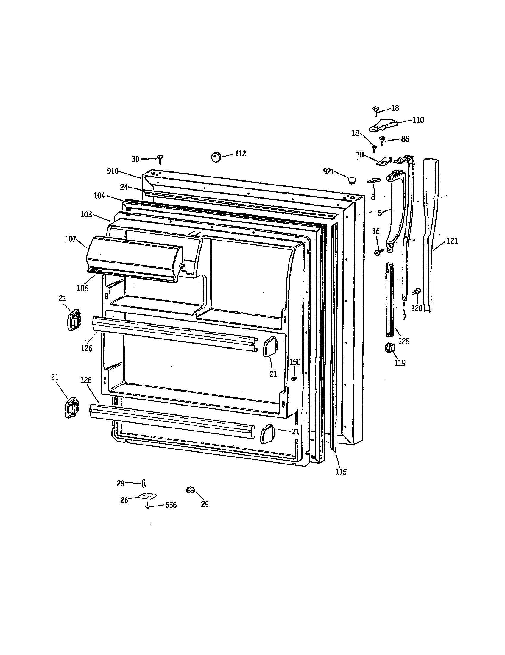 Hotpoint CTX18GIXJRWW fresh food door diagram