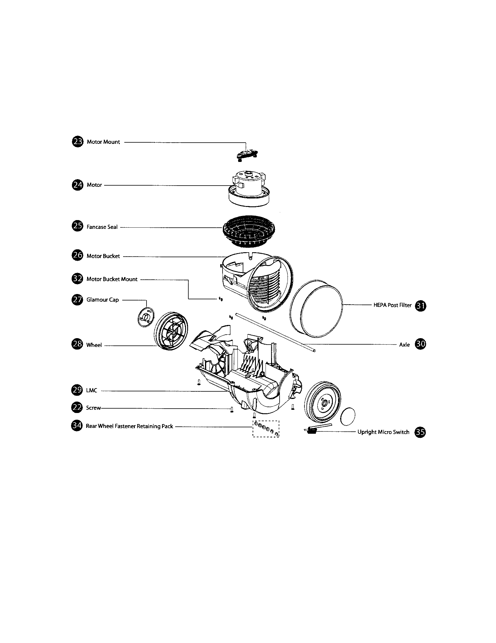 Dyson DC17 motor/wheel/lmc diagram