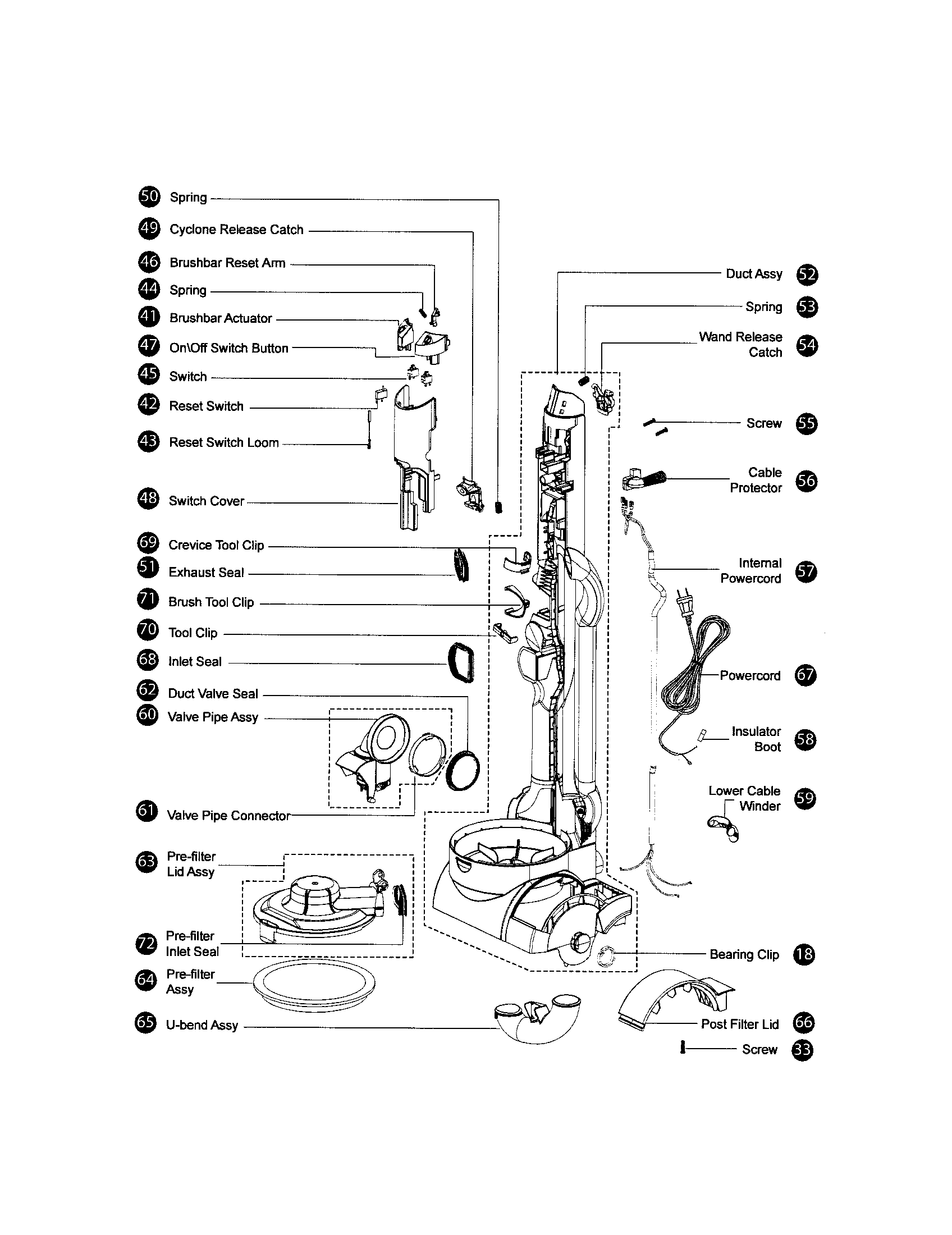 Dyson DC17 duct assembly diagram