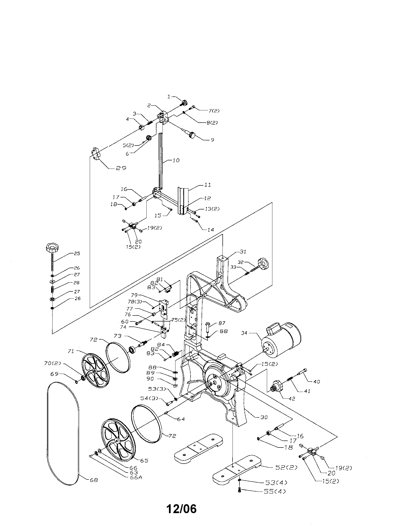 Delta BS150LS motor/wheel diagram