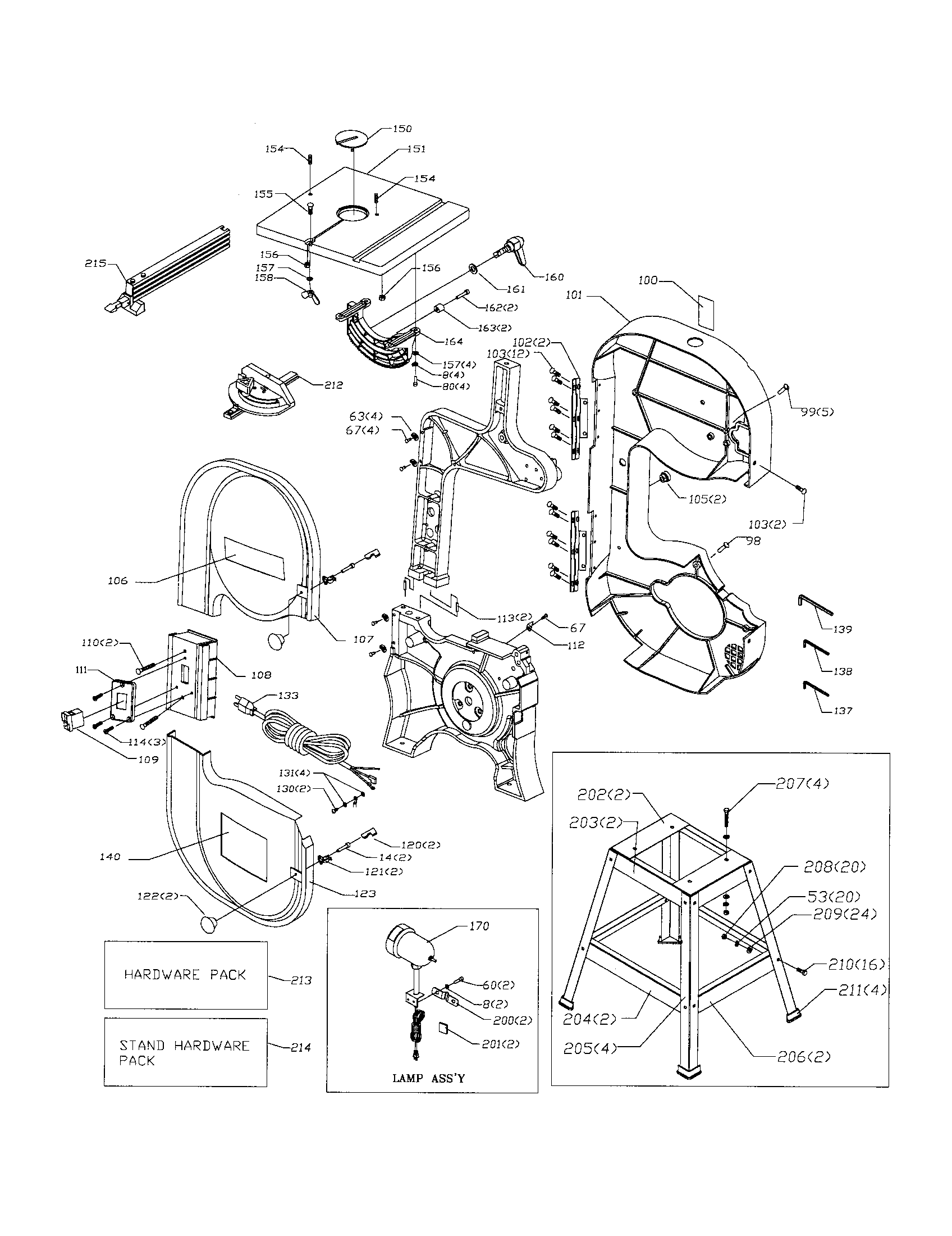 Delta BS150LS stand/table/switch box diagram