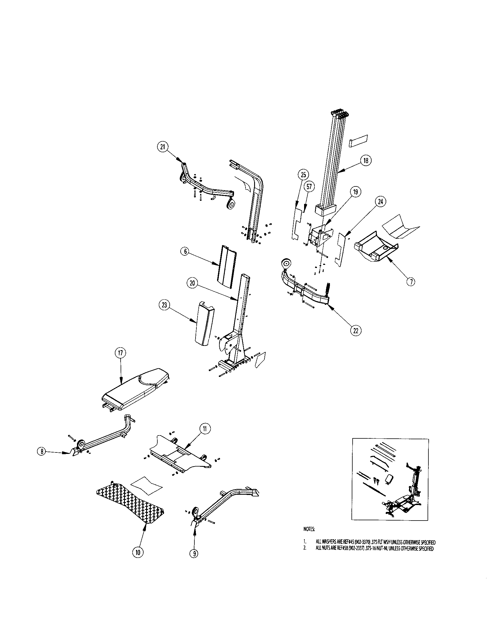 Bowflex BLAZE lower lat tower/base frame diagram