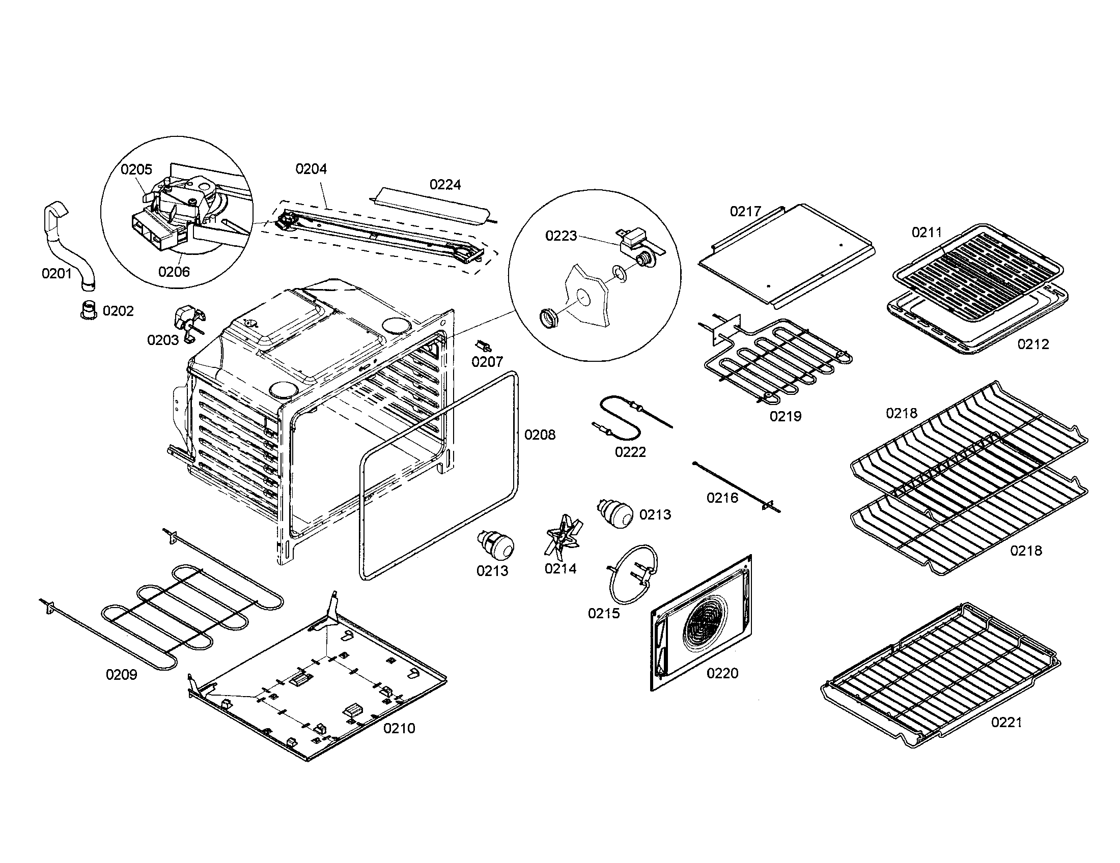 Bosch HES7132U/01 air channel/racks diagram