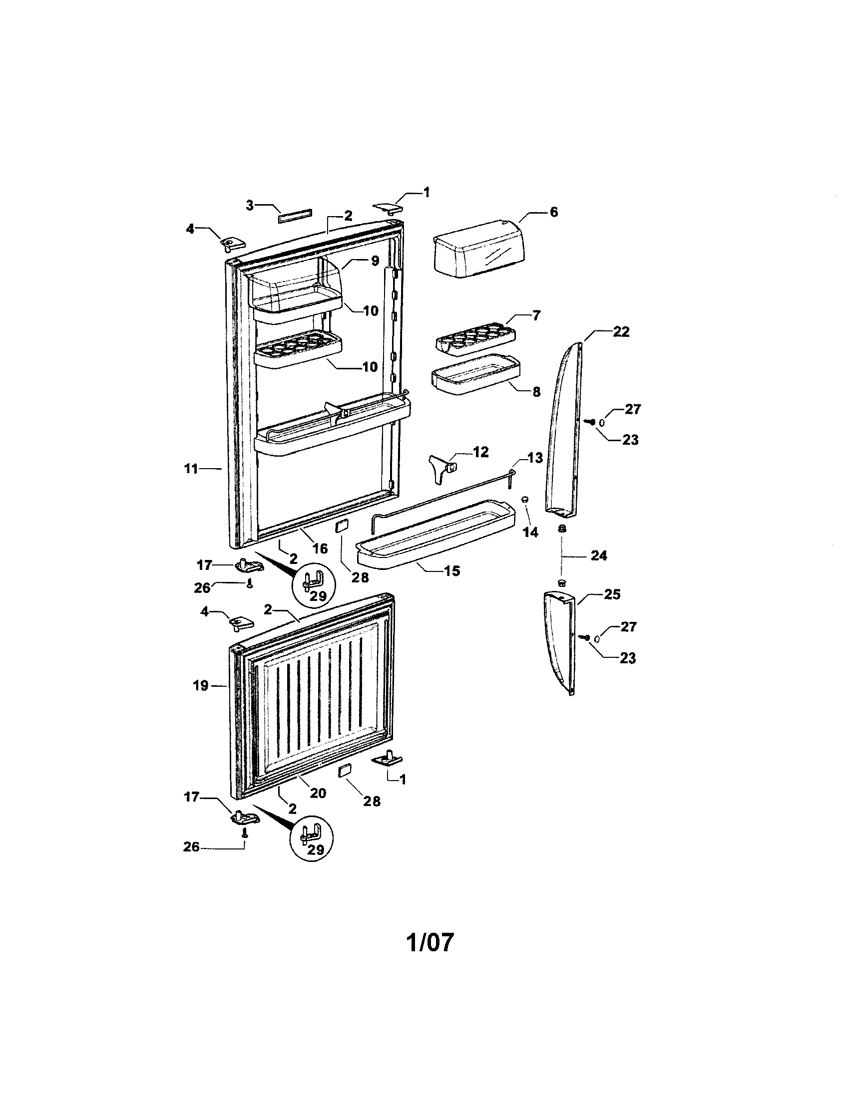Fisher & Paykel E522BRE-22162A doors diagram