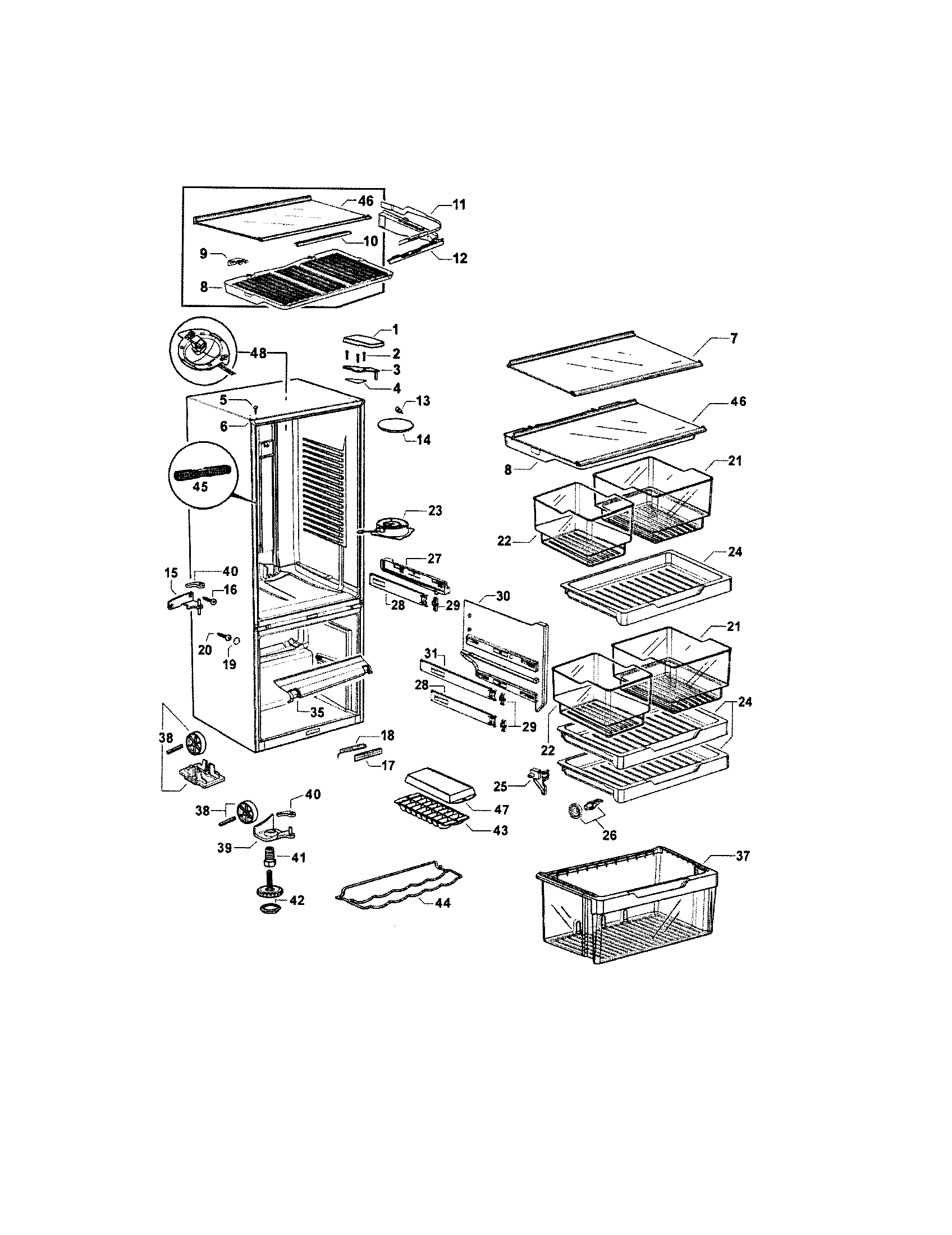 Fisher & Paykel E522BRE-22162A cabinet diagram