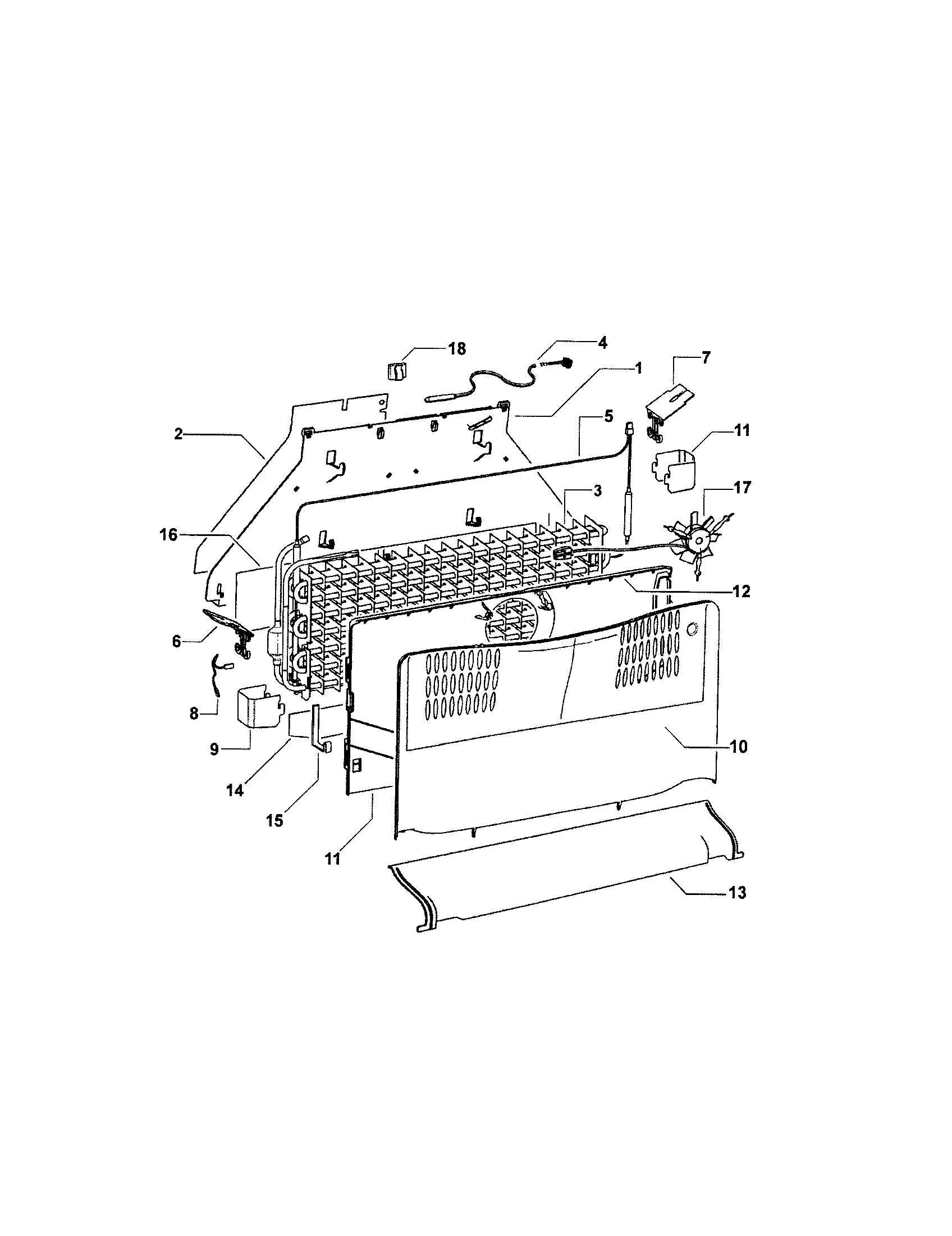 Fisher & Paykel E522BRE-22162A fan/covers/evaporator diagram