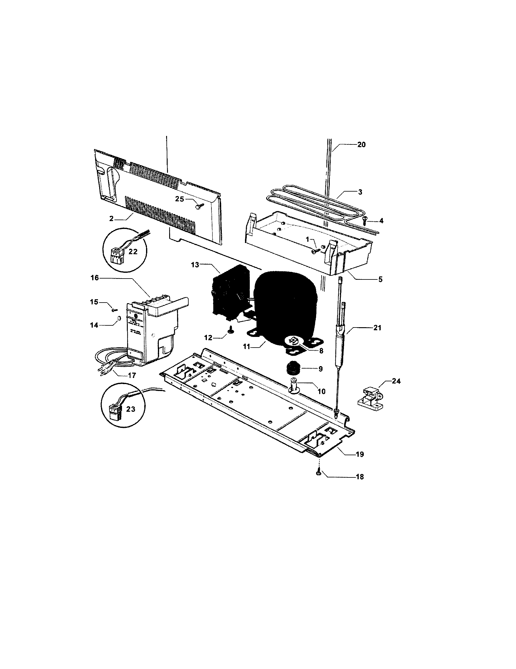 Fisher & Paykel E522BRE-22162A compressor/power module diagram