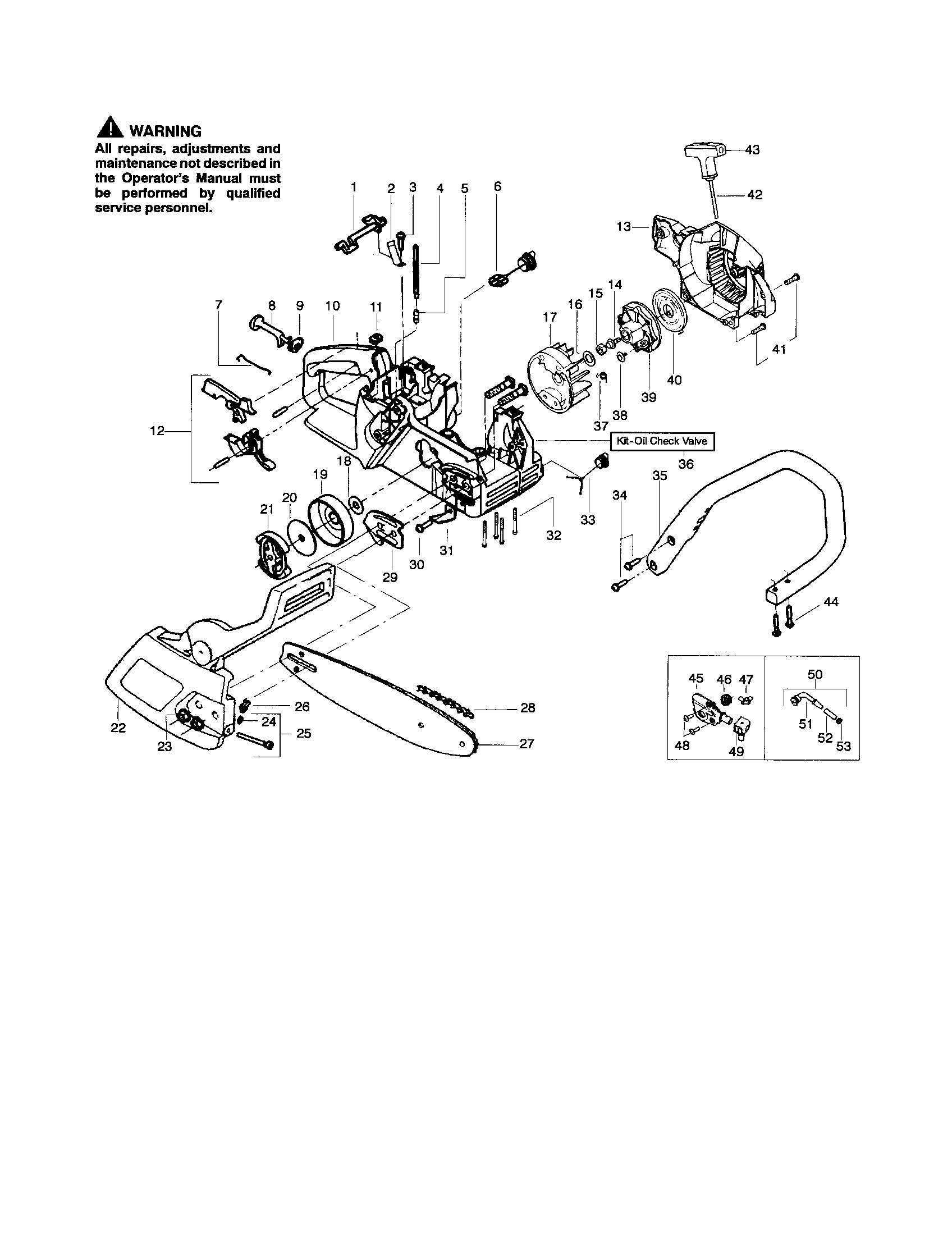 Poulan 2150 PR TYPE 1-5 chassis/bar/handle diagram