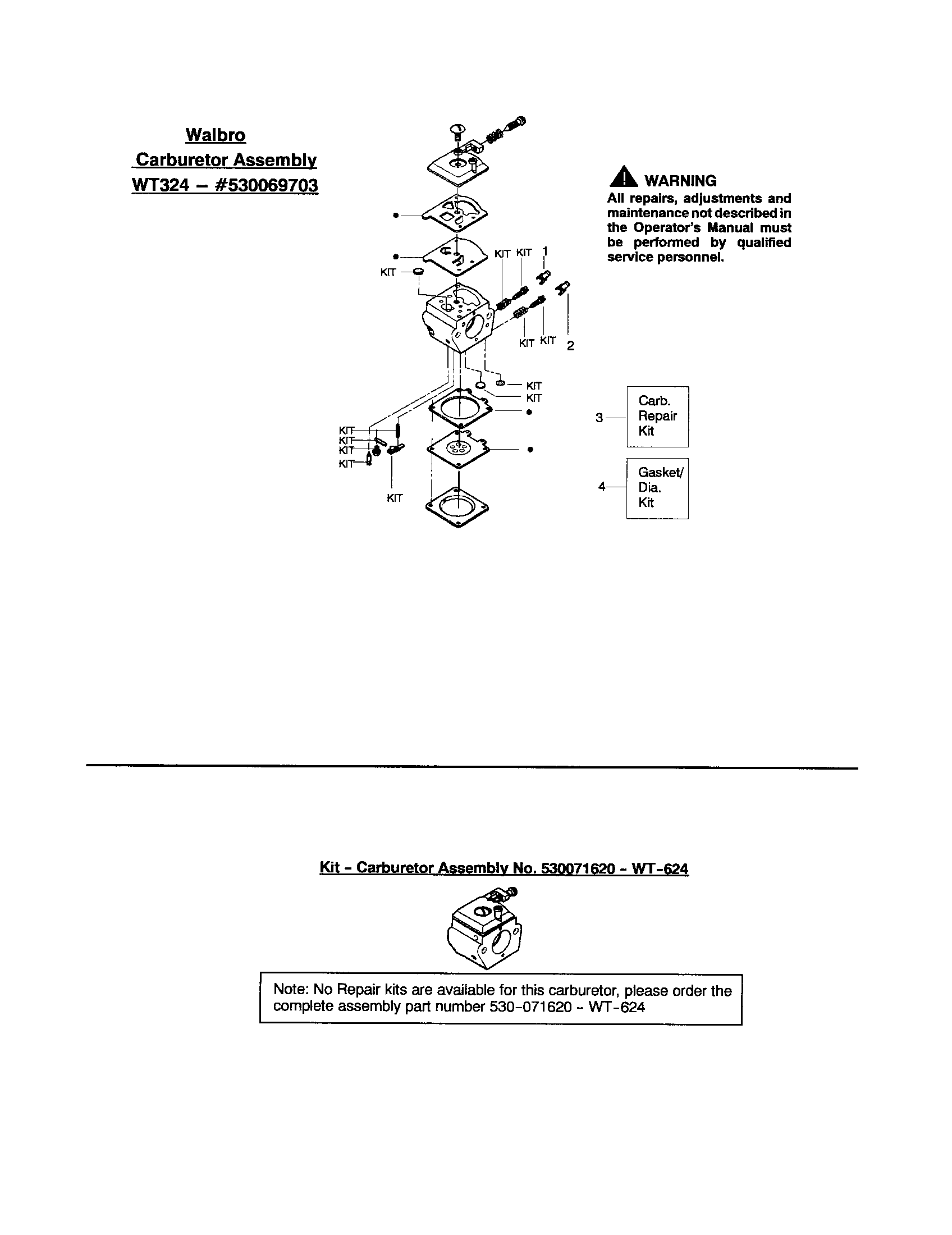 Poulan 2150 PR TYPE 1-5 carburetor wt324 - #530069703 diagram