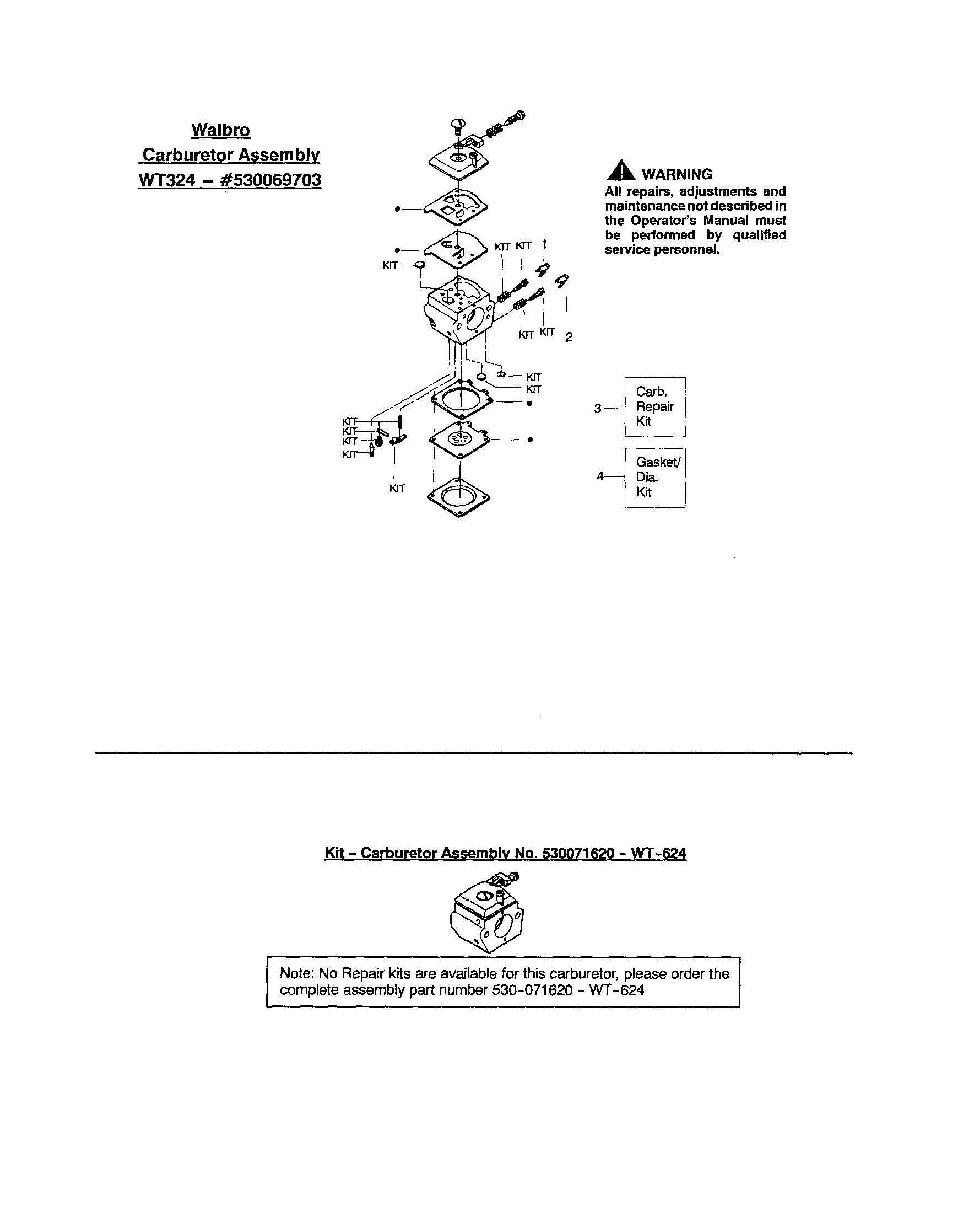 Poulan 2150 PR TYPE 6 carburetor wt324 - #530069703 diagram