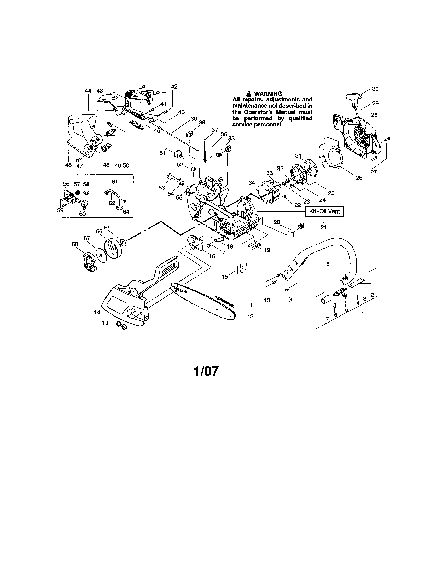 Craftsman 358350601 chassis/bar/handle diagram