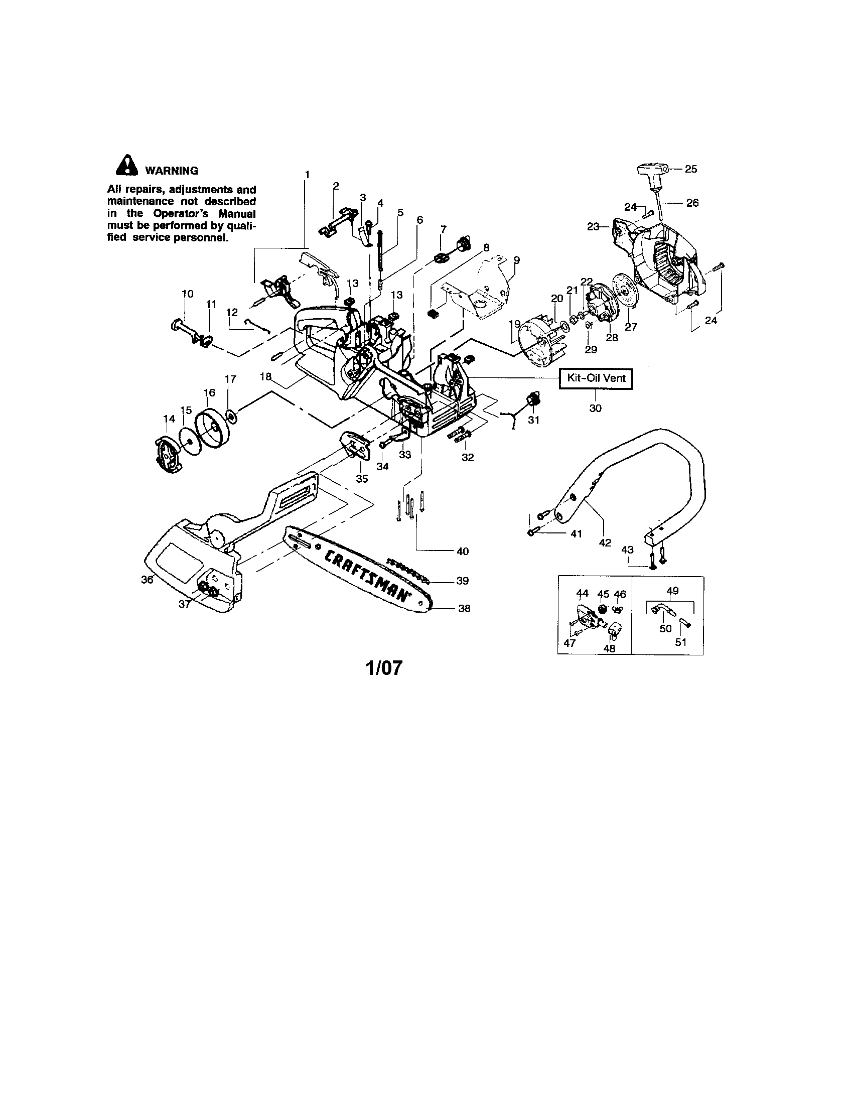 Craftsman 358360260 chassis/bar/handle diagram