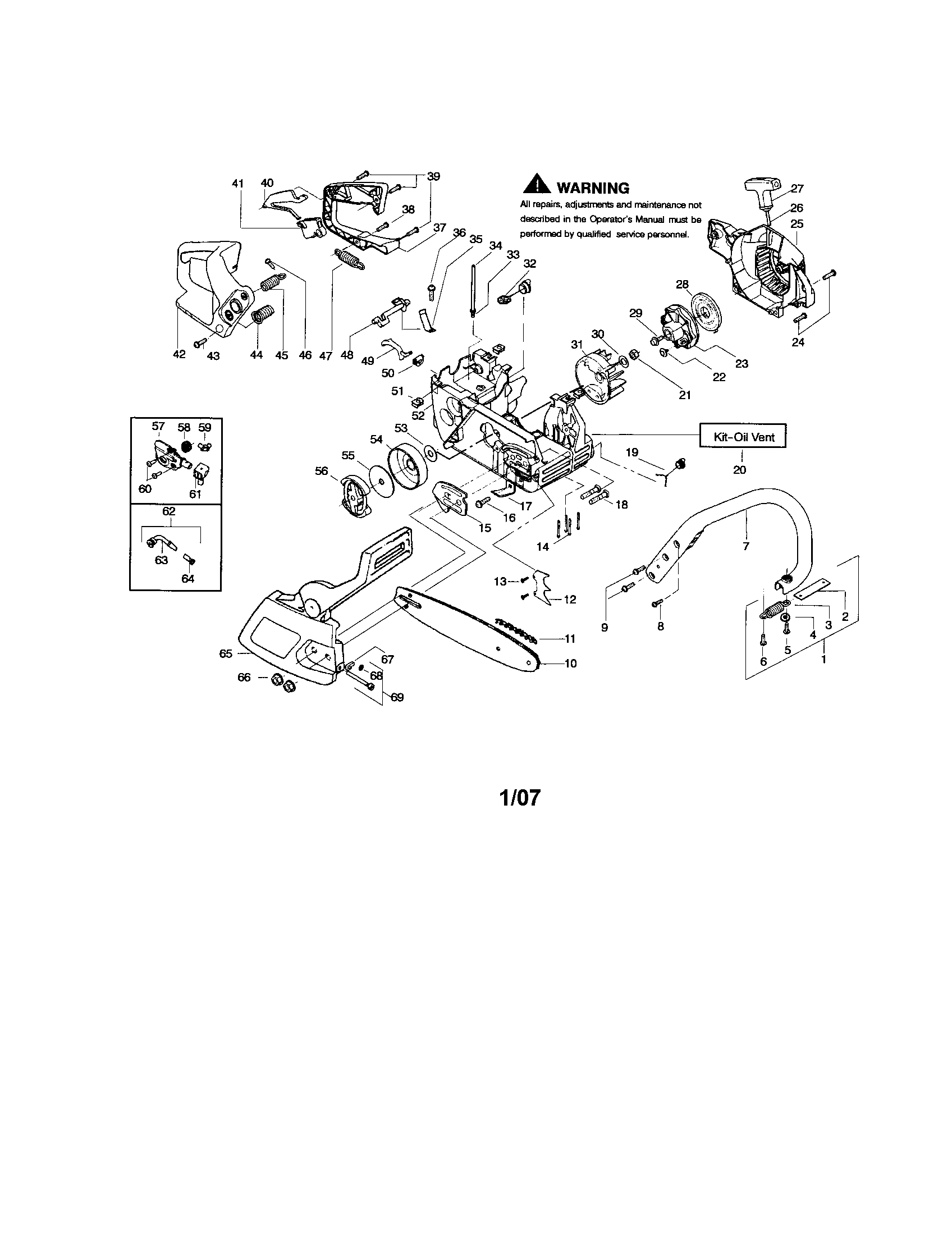 Poulan 2275 chassis/bar/handle diagram