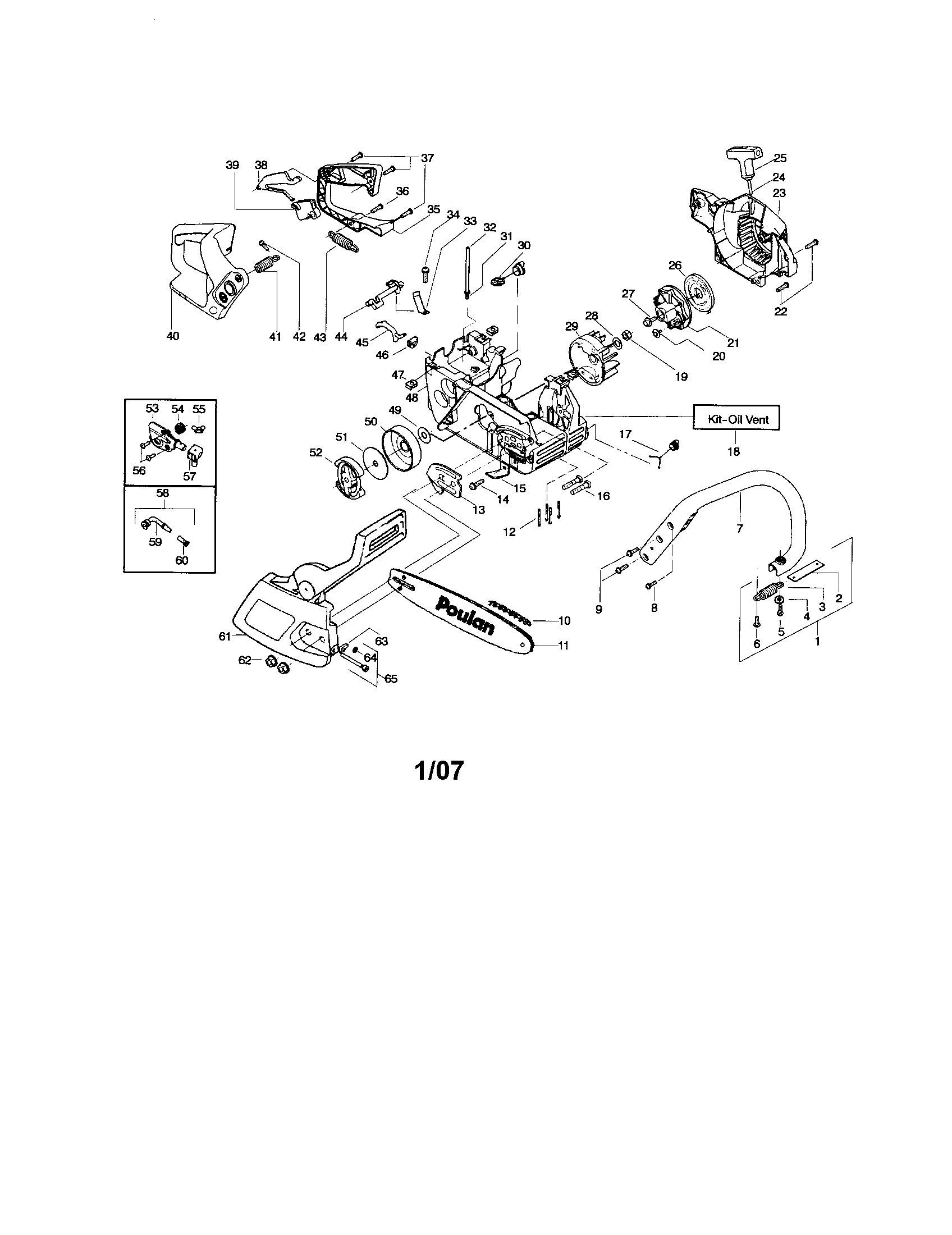 Poulan BH2660 chassis/bar/handle diagram