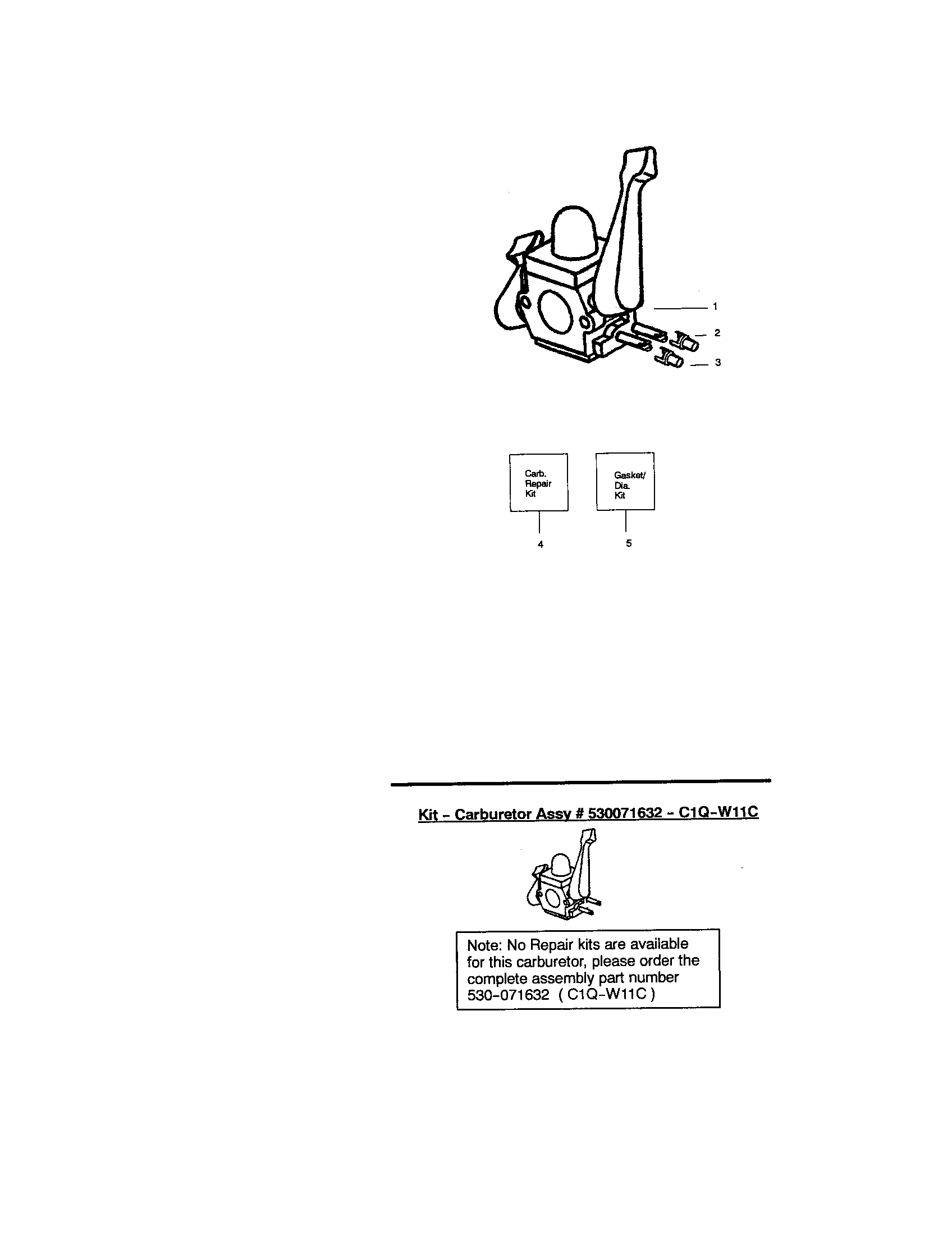 Poulan BVM200LE TYPE 4 carburetor #530071465 (c1q-w11) diagram