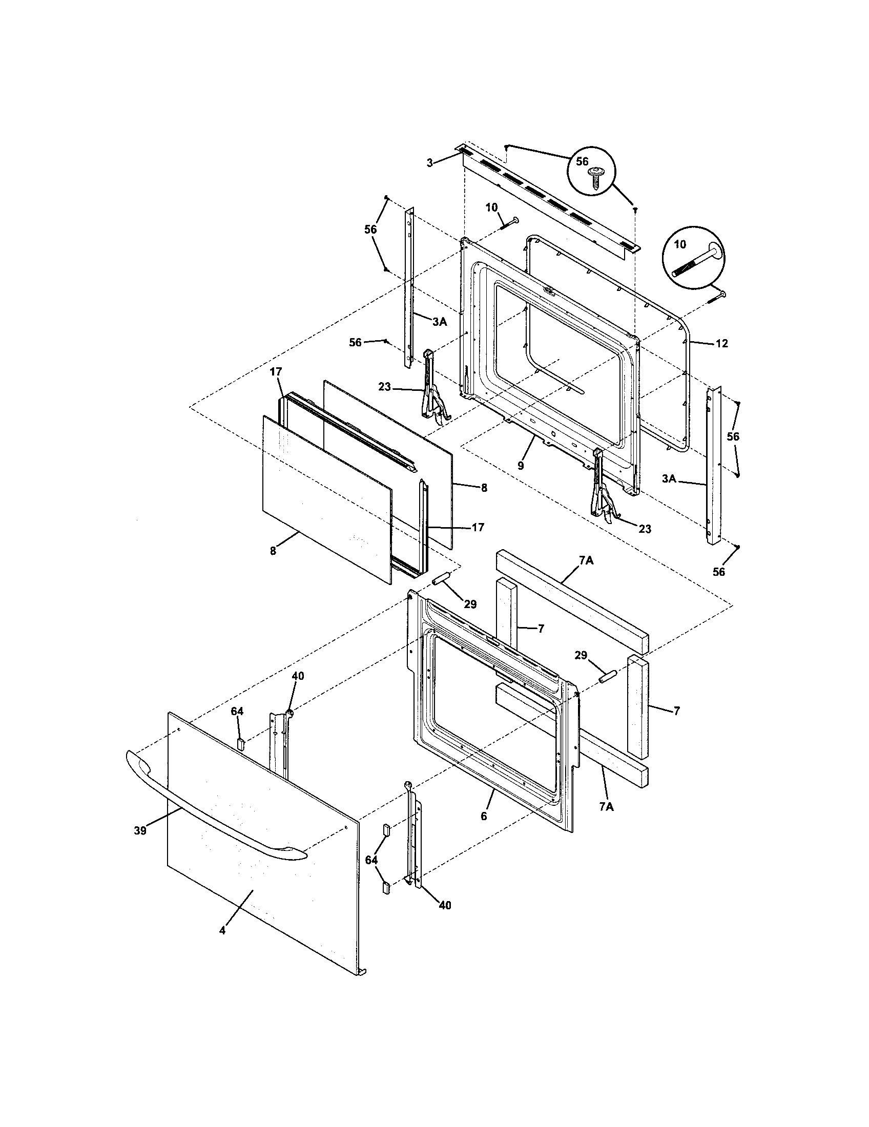Frigidaire CFES366FB2 door diagram
