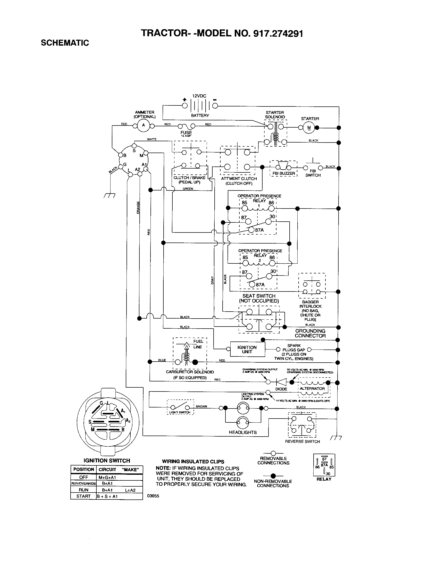 Craftsman 917274291 schematic diagram - tractor diagram