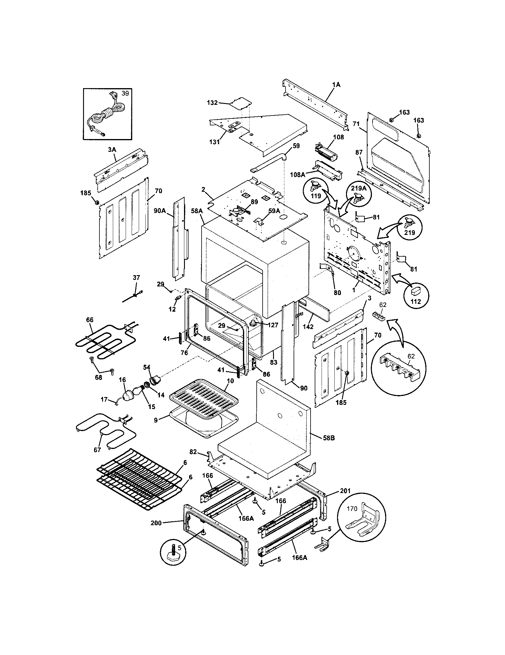 Frigidaire CFES365EC4 body diagram