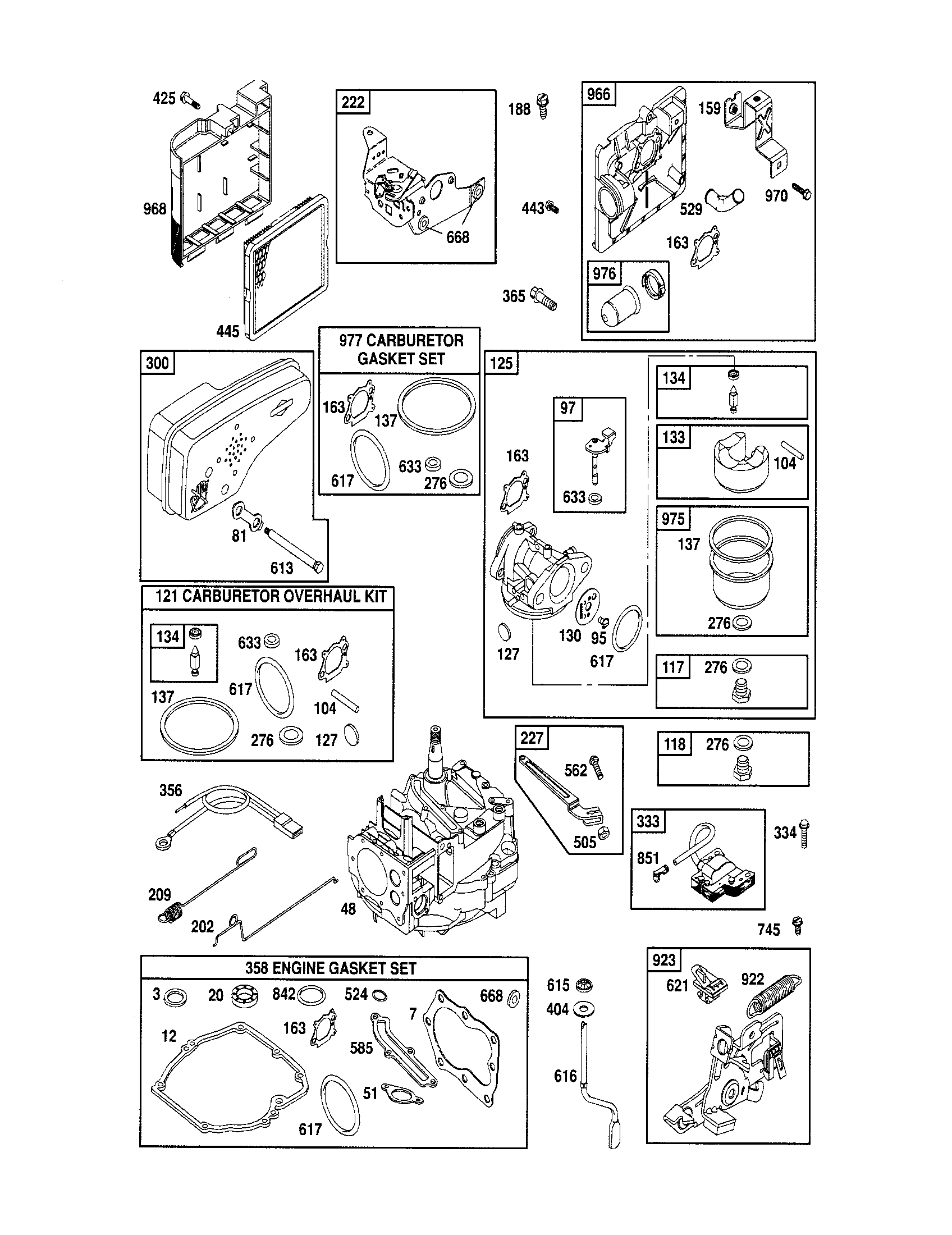 Husqvarna 917374421 short block/carburetor/gasket set diagram