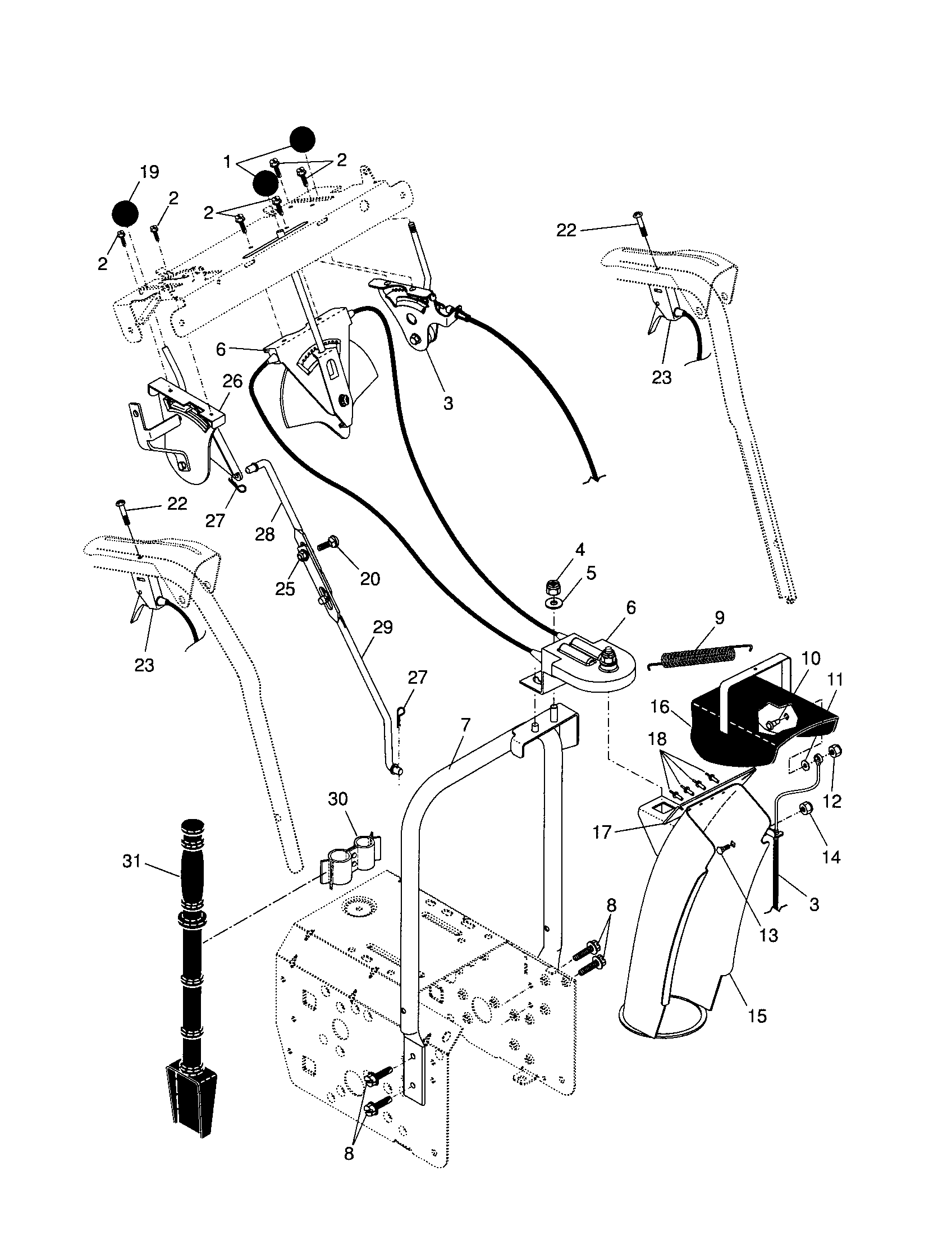 Craftsman 917881053 control panel/discharge chute diagram
