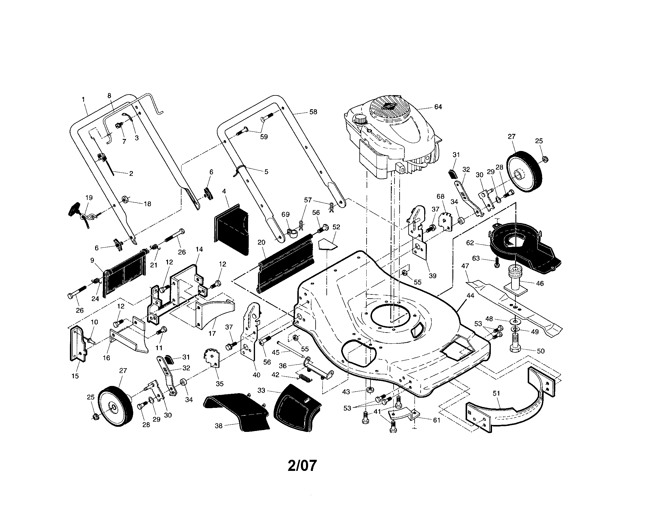 Craftsman 917371600 engine/housing/handle diagram