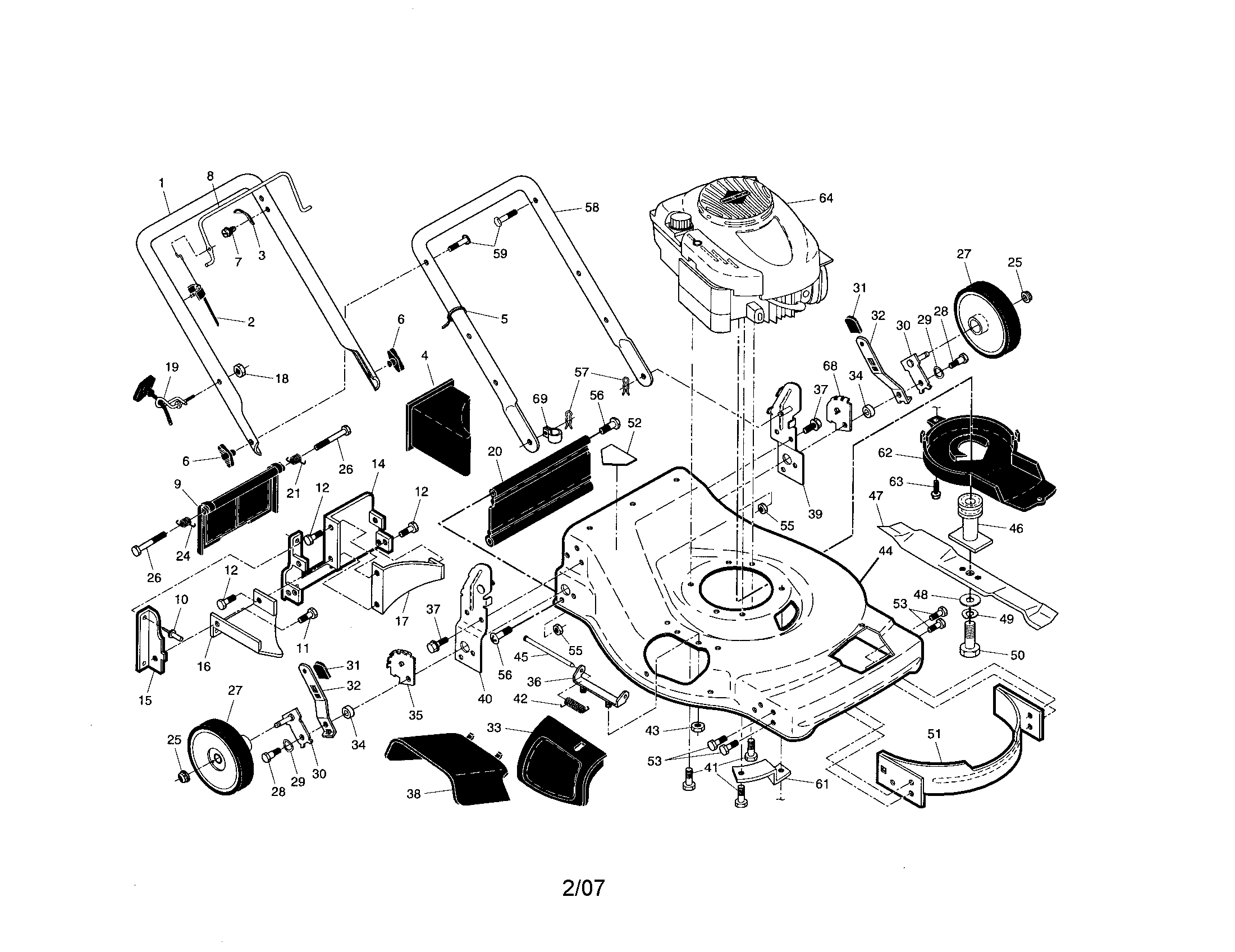 Craftsman 917371670 engine/housing/handle diagram