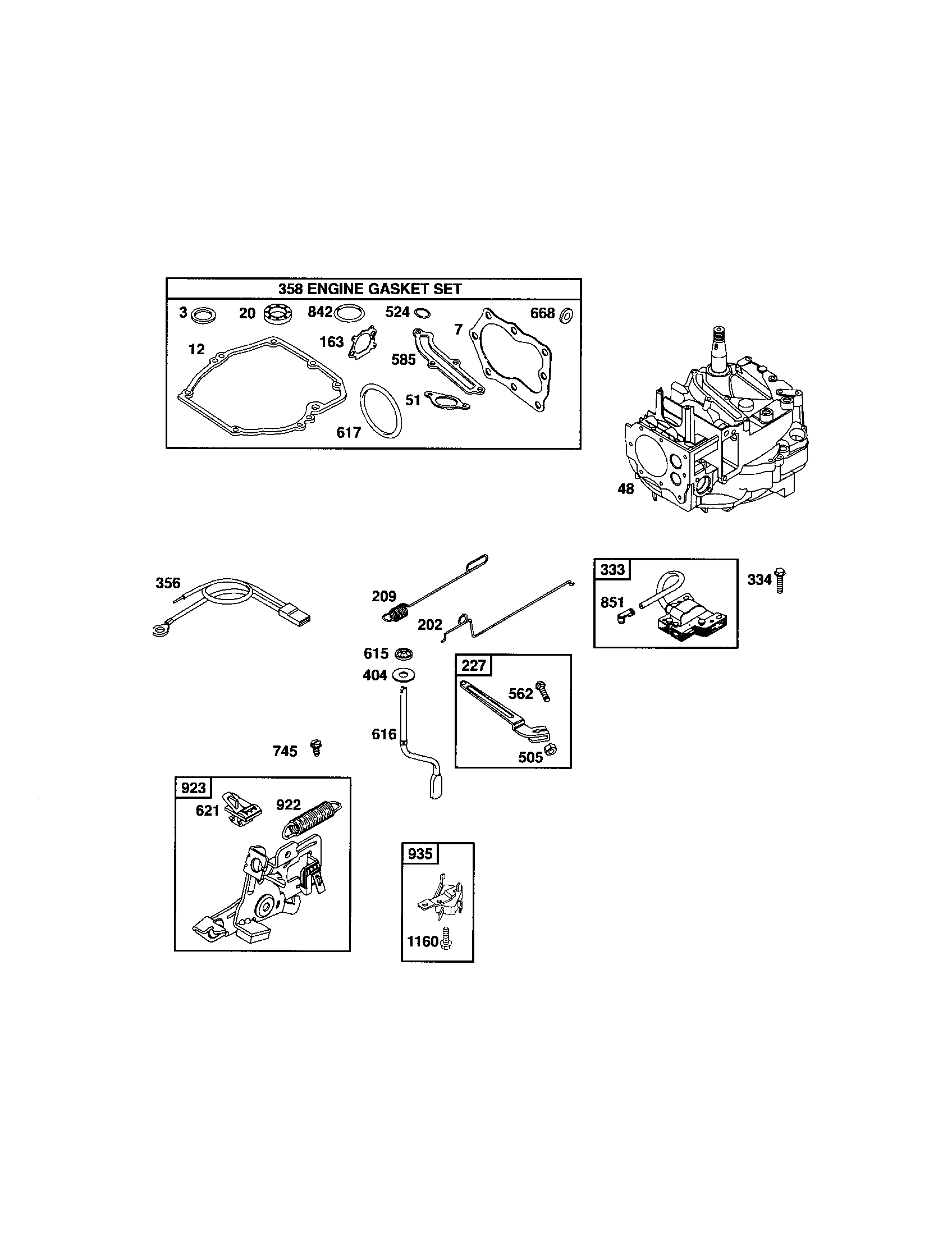 Craftsman 917371630 short block/gasket set diagram