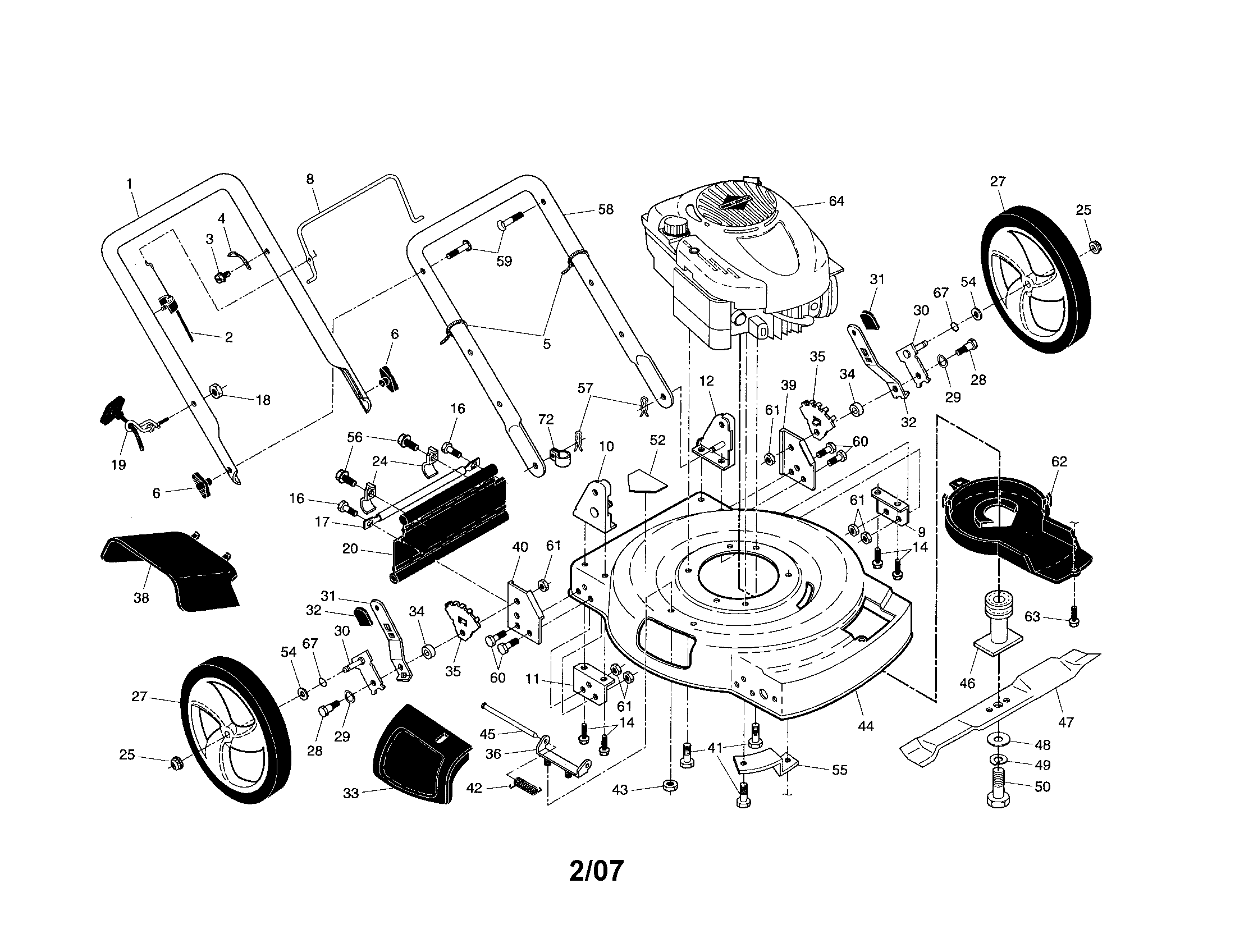 Craftsman 917375620 engine/housing/handle diagram