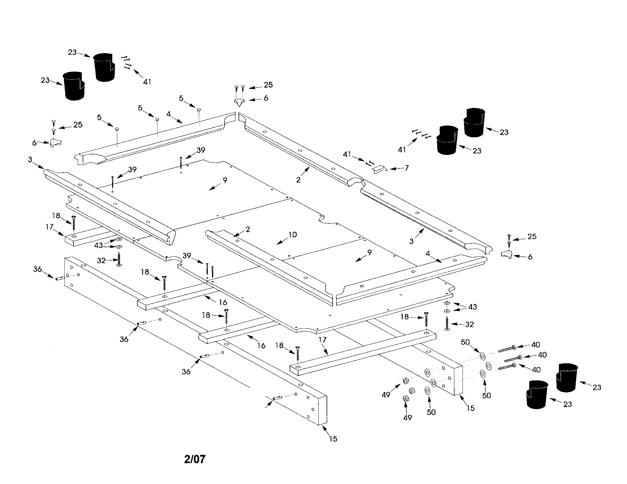 Escalade P1225LGRL table diagram