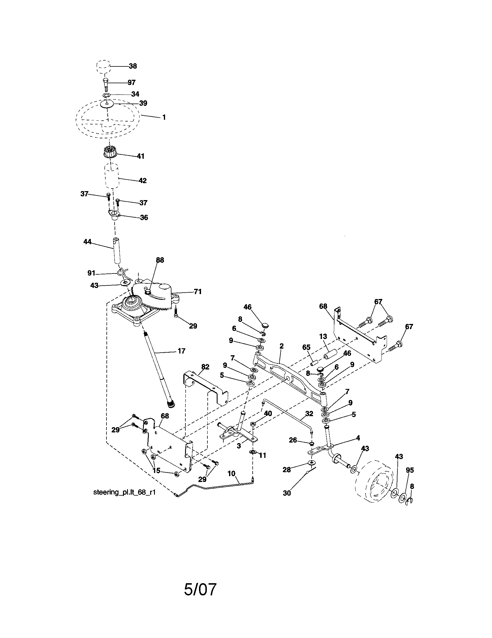 Craftsman 917287071 steering assembly diagram