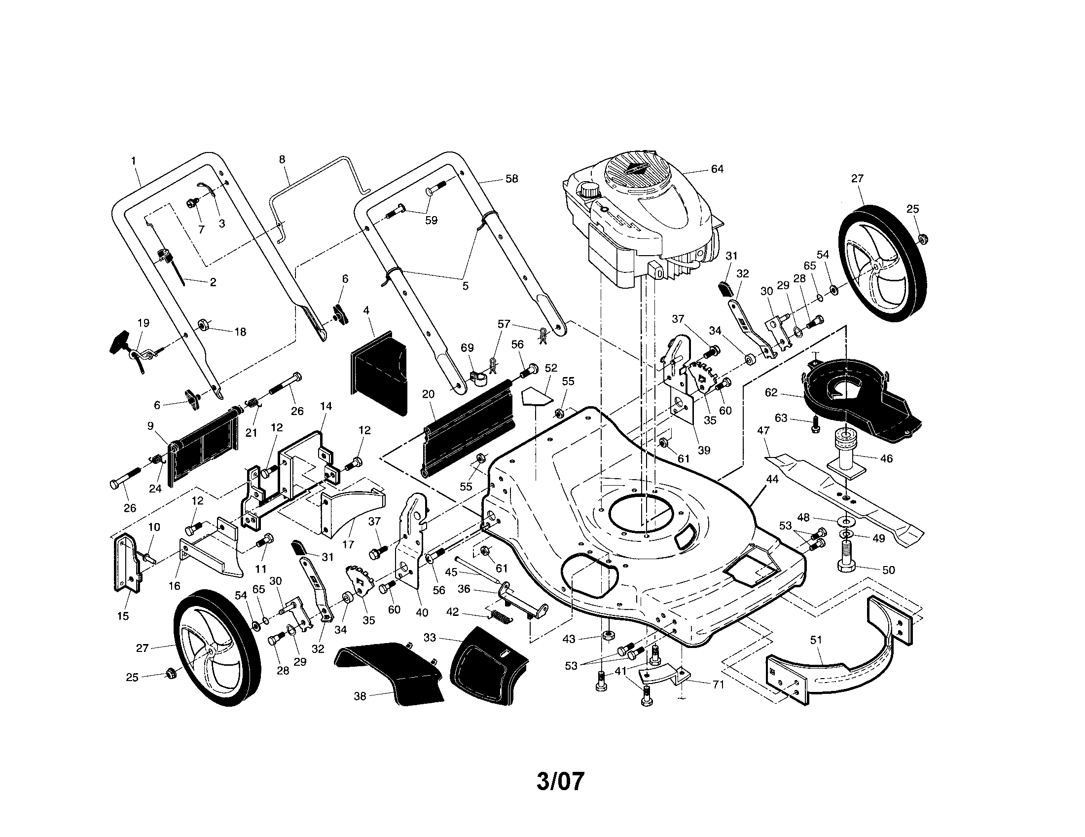 Craftsman 917376732 engine/housing/handle diagram