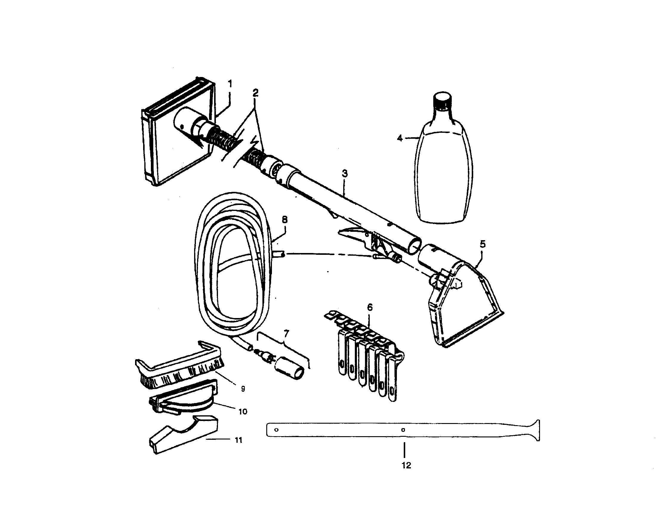 Hoover F5883-900 cleaning tool hose assembly diagram