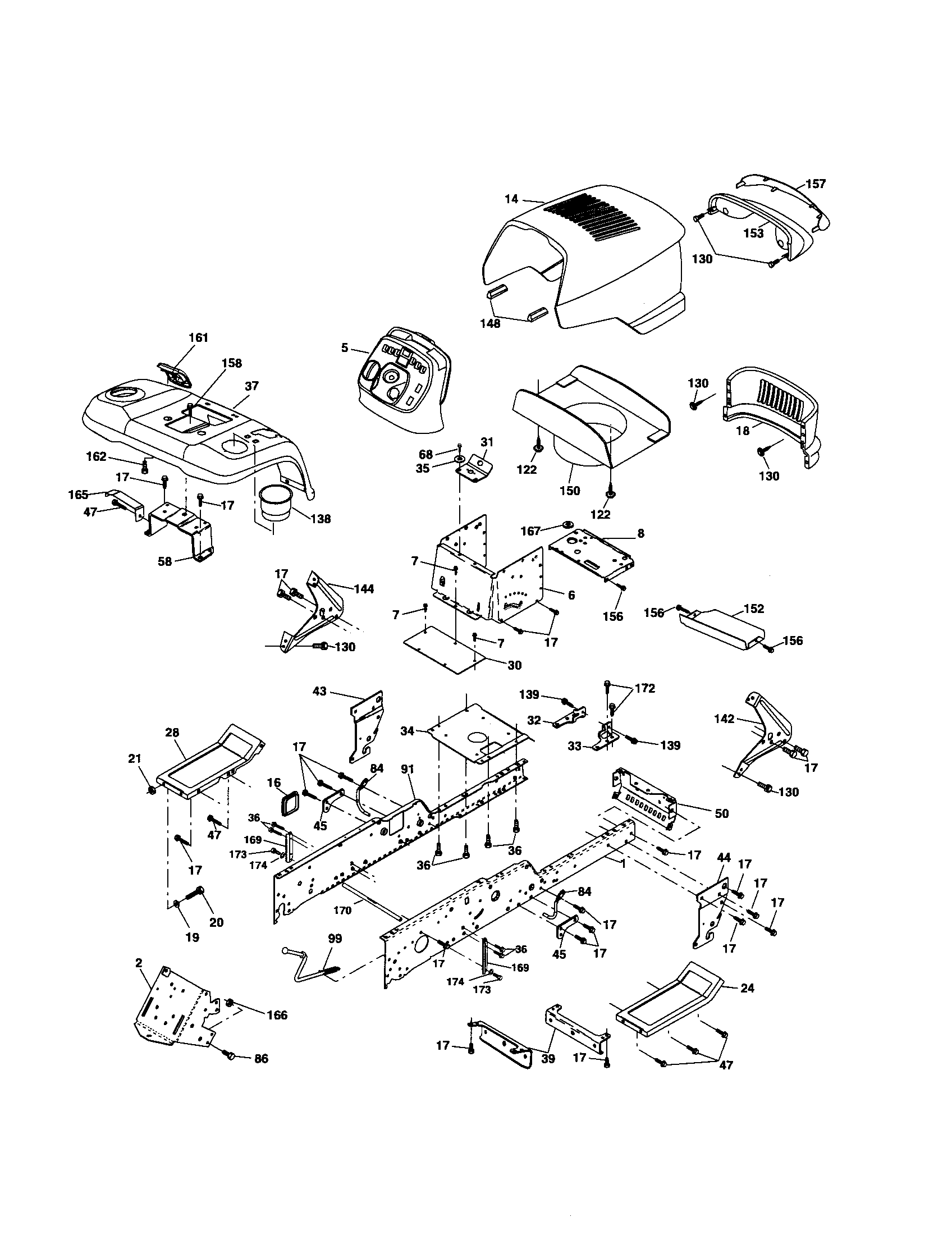 Poulan PKGTH2554 chassis and enclosures diagram