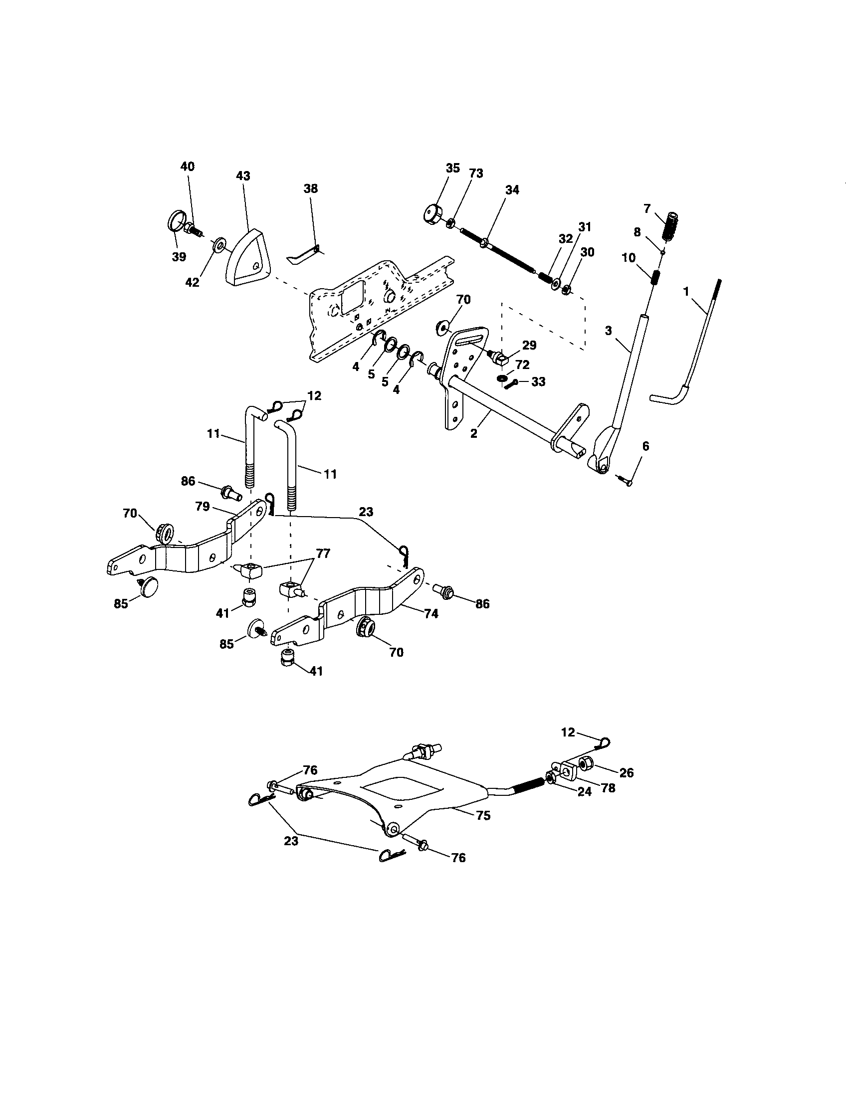 Poulan PKGTH2554 lift assembly diagram