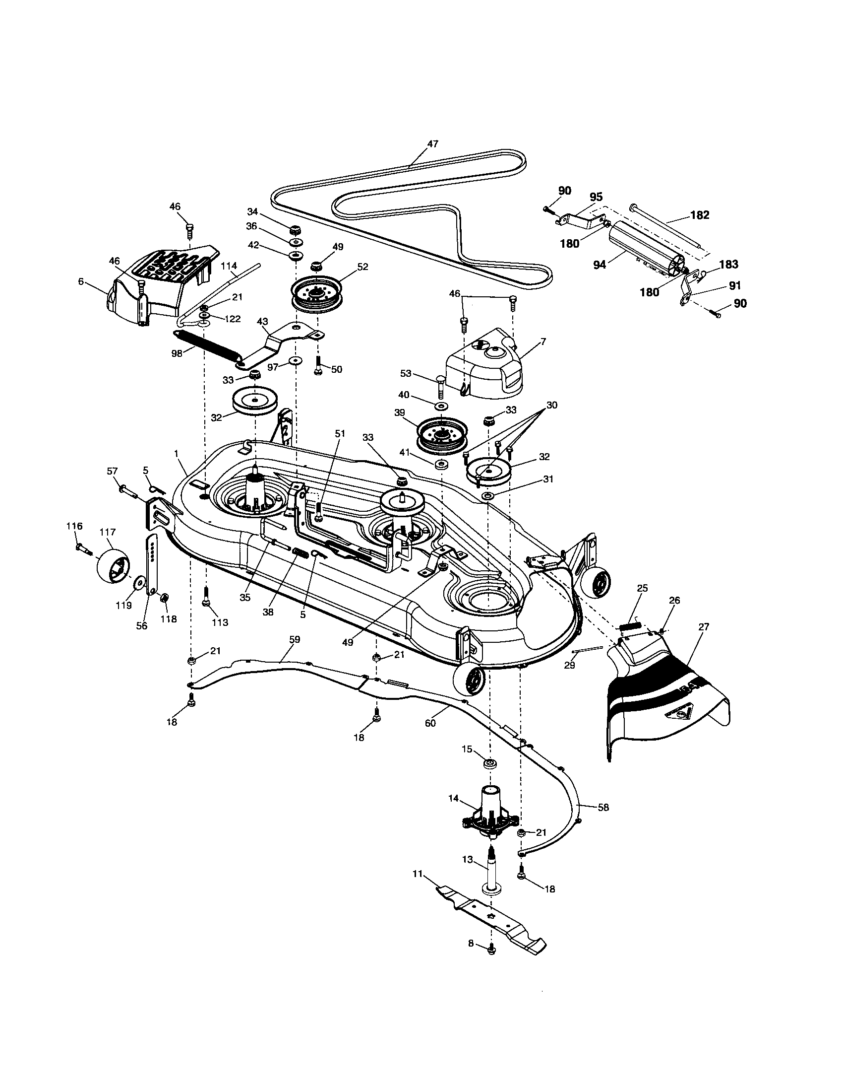Poulan PKGTH2554 mower deck diagram