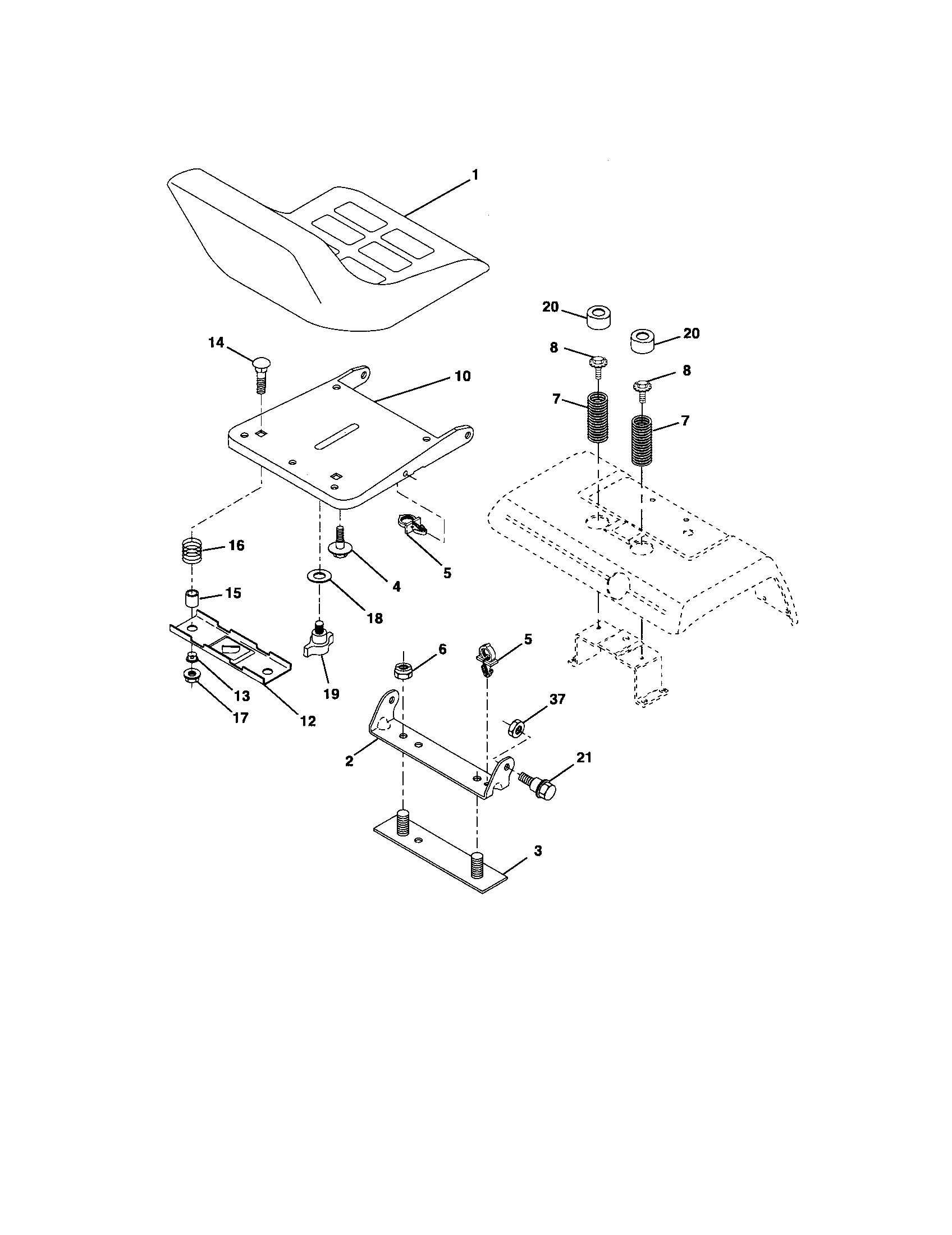 Poulan PKGTH2554 seat assembly diagram