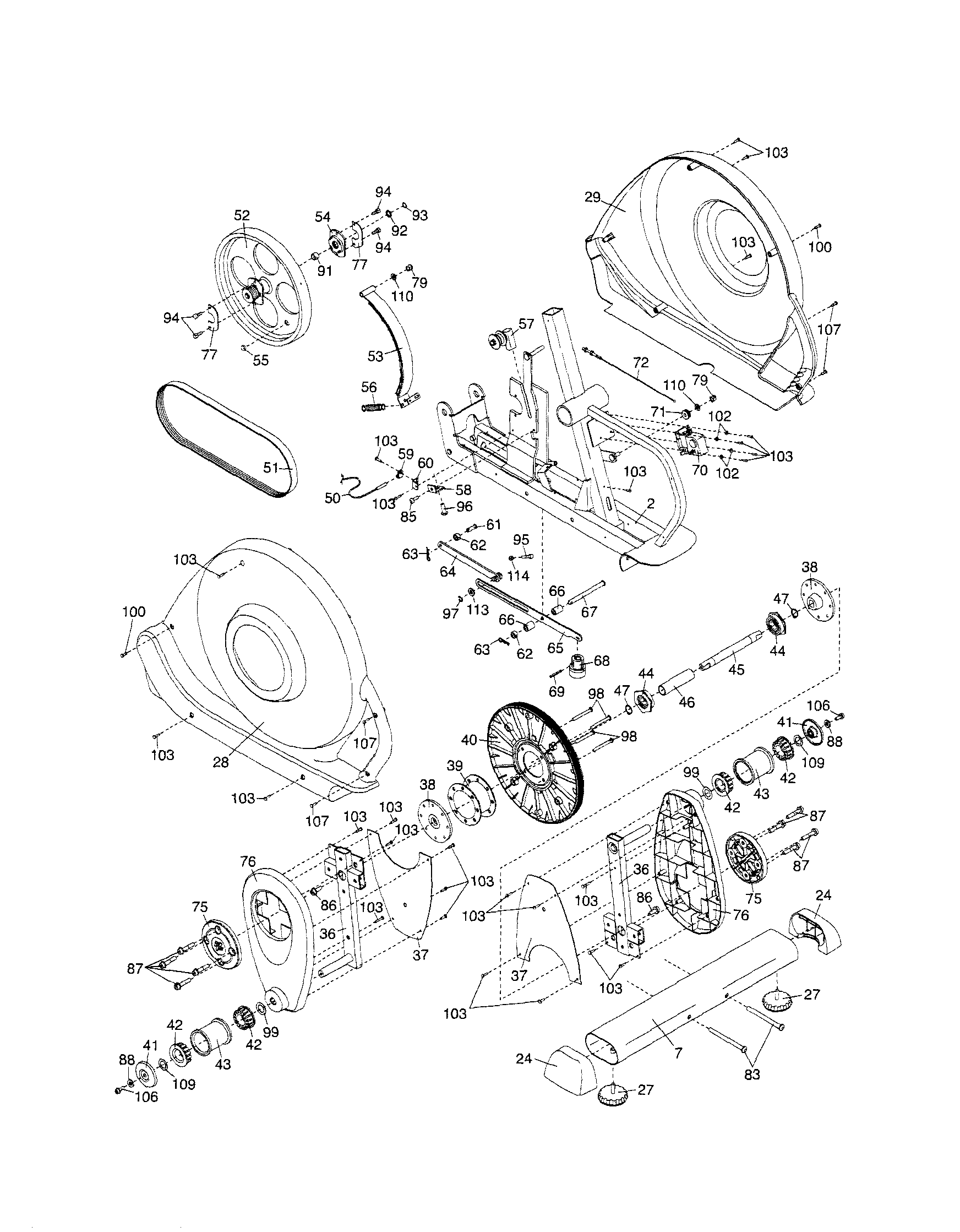 Proform 831285442 frame/side shields diagram