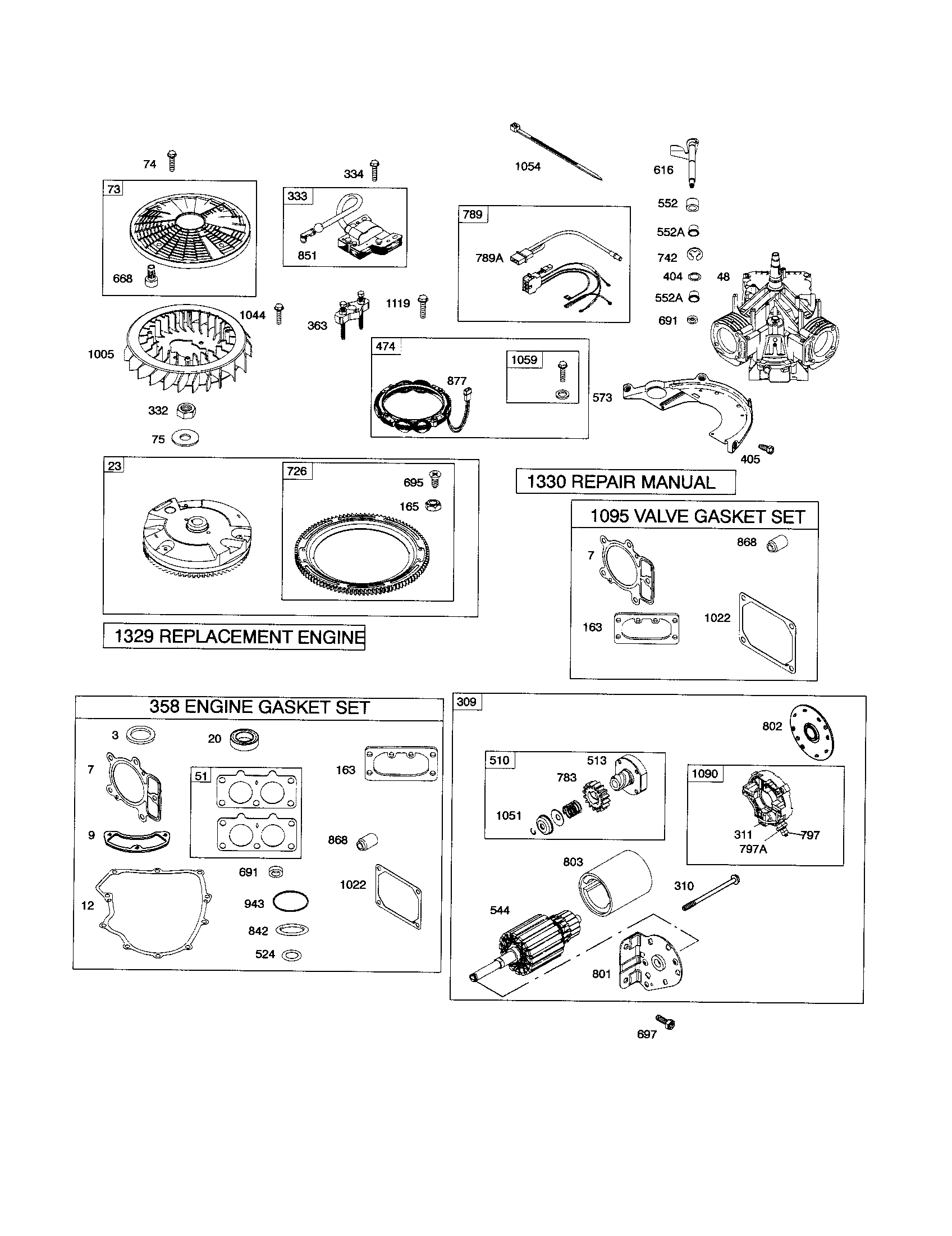 Craftsman 917256940 motor-starter/short block/flywheel diagram