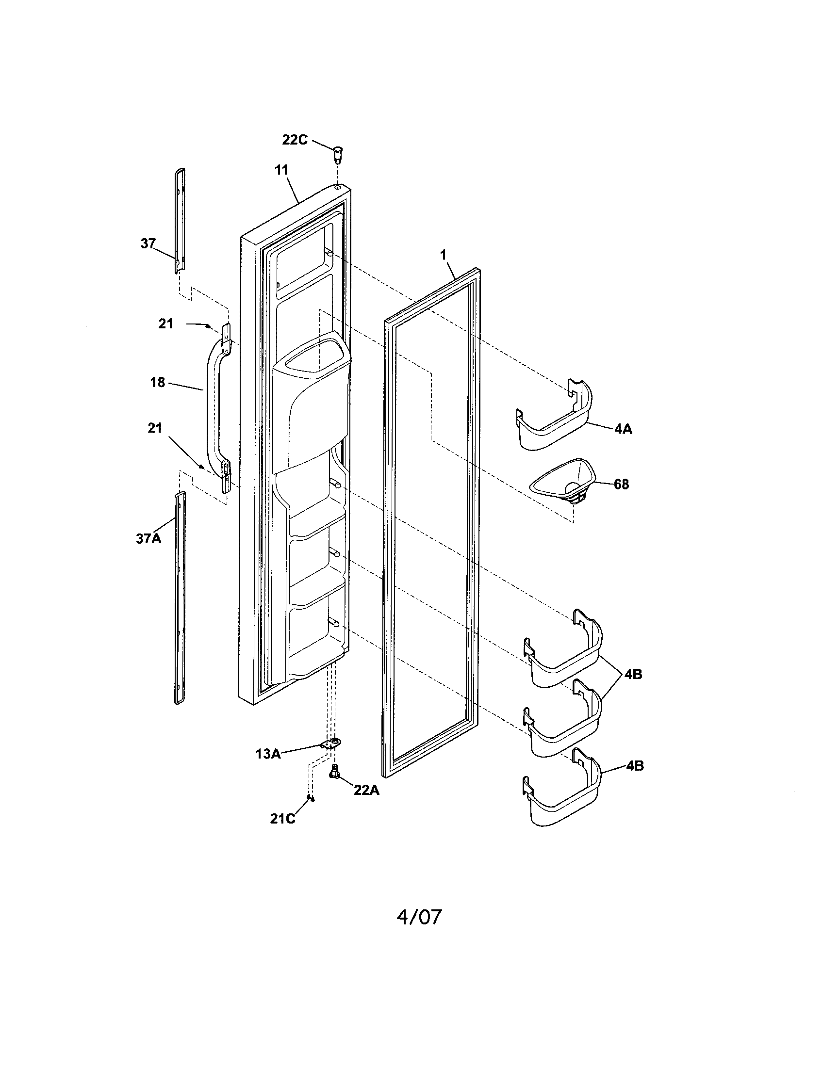 Crosley CRSE234FW0 freezer door diagram