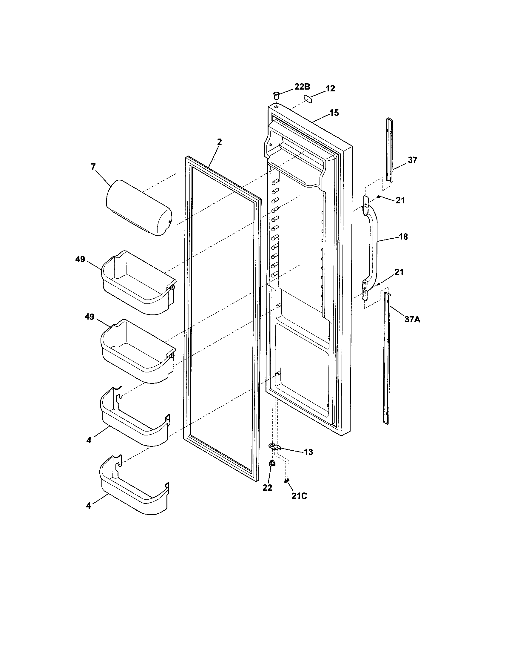 Crosley CRSE234FW0 refrigerator door diagram